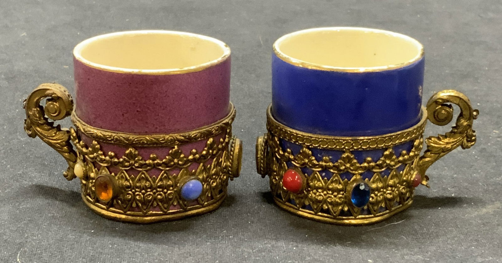 Lot 2 Ceramic & Brass Demitasse Cups (1 of 7)