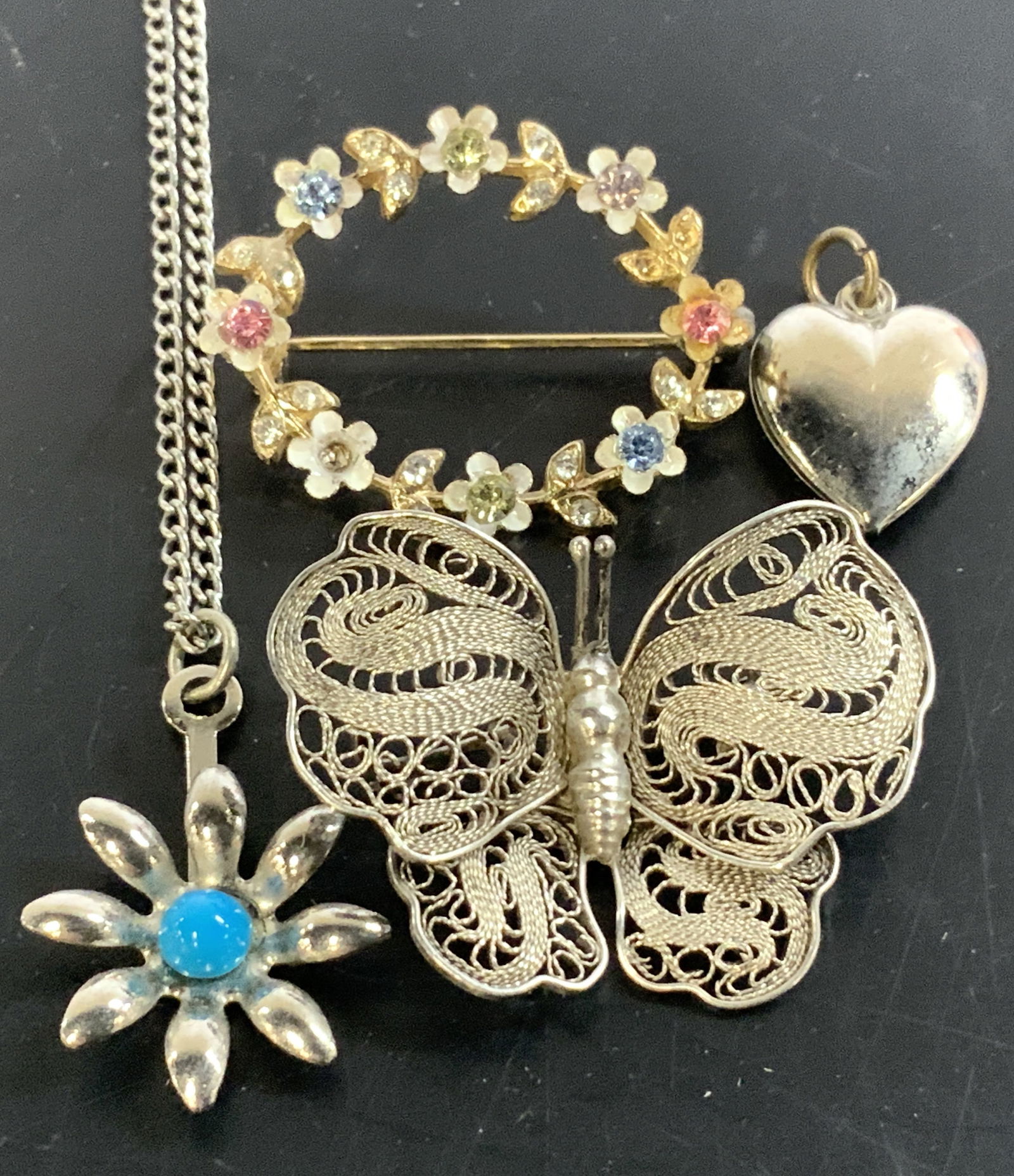 Sterling Silver Filigree Butterfly Brooch more 4pc (1 of 6)