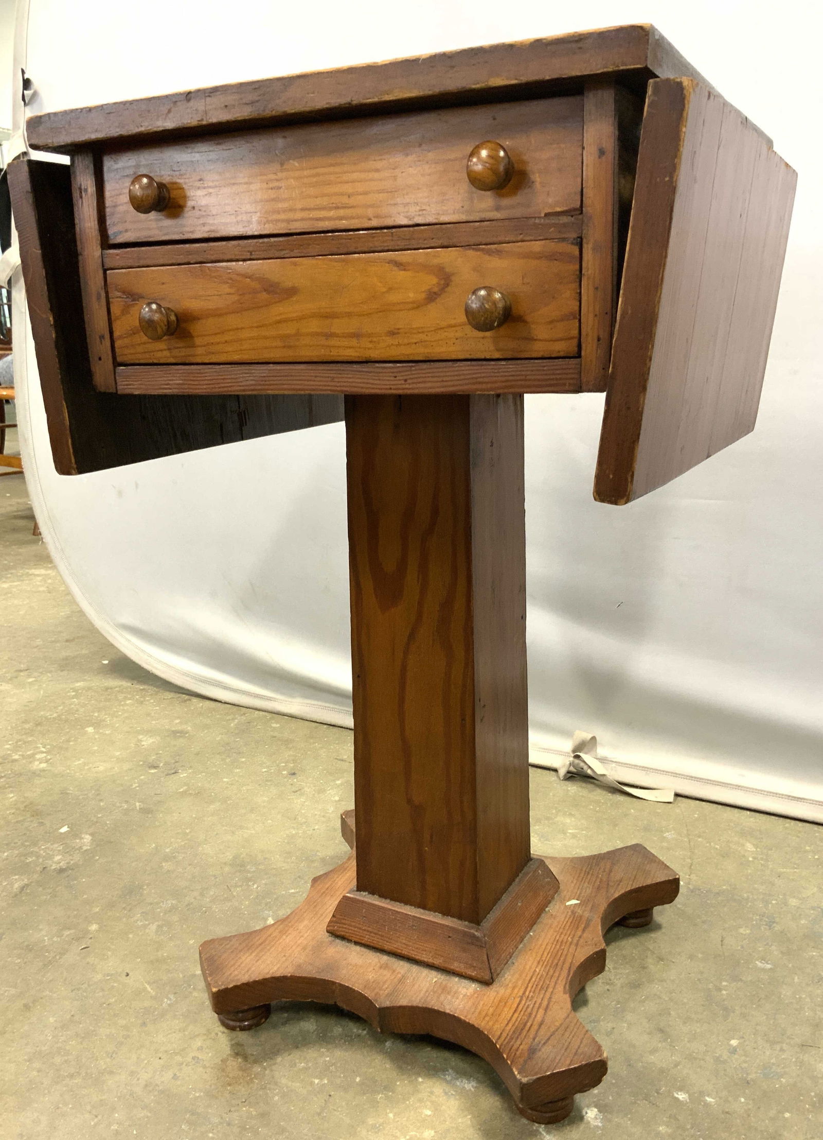 Vintage Wooden Drop Leaf Pedestal Table (1 of 8)