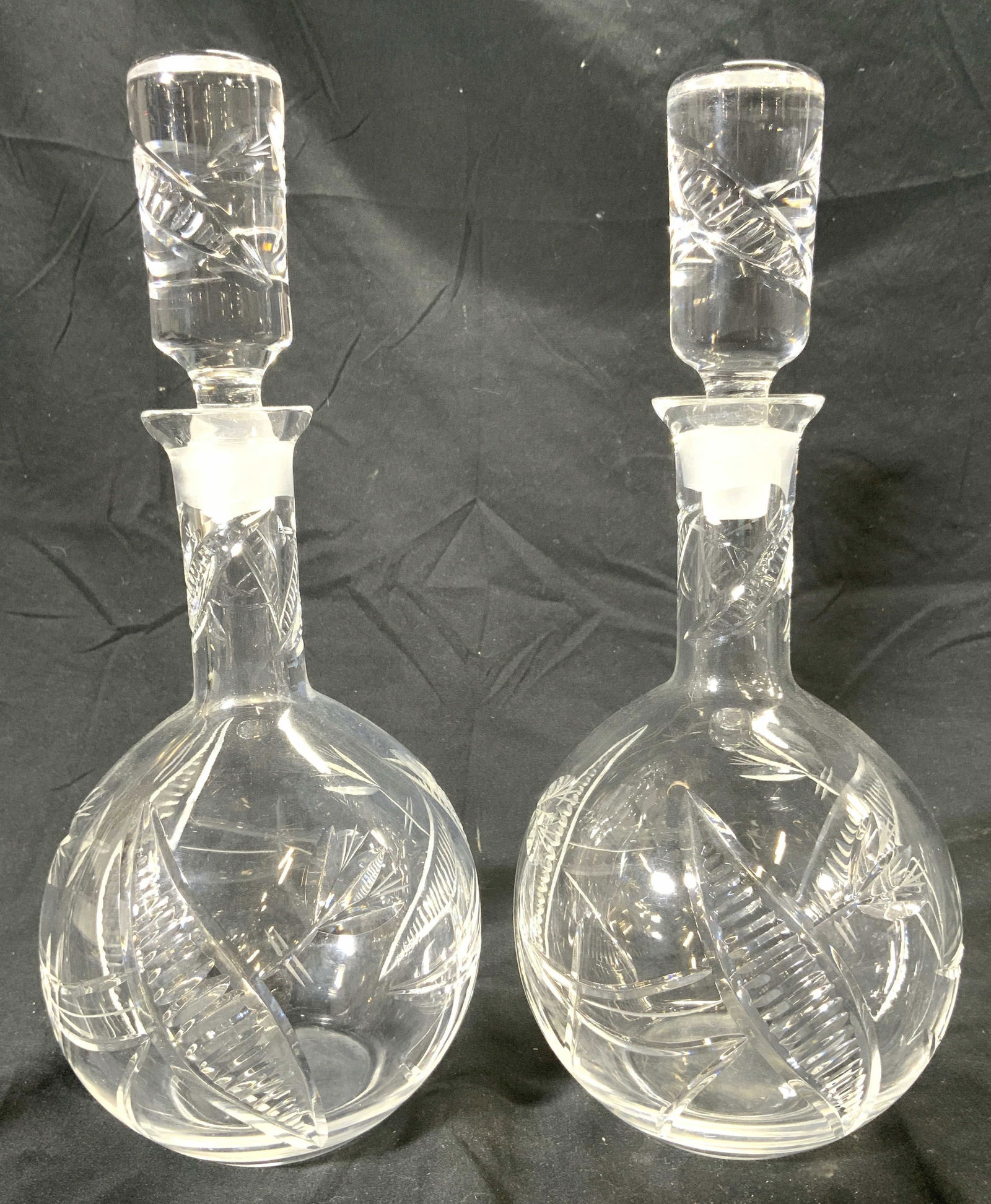 Pair Cut Crystal Decanters W Stoppers (1 of 7)