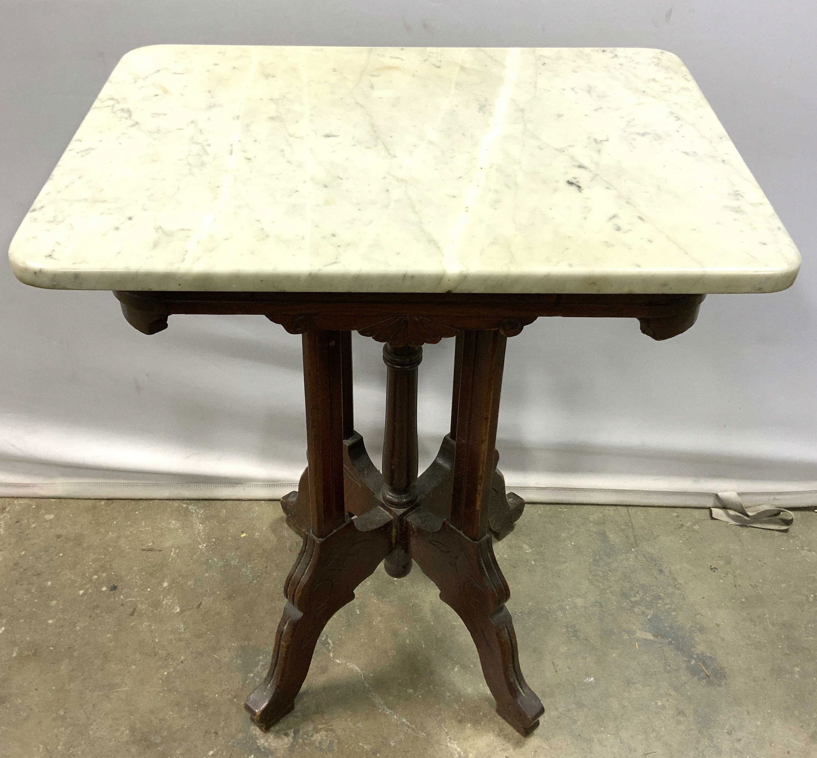 Marble Top Wood Base Side Table (1 of 7)