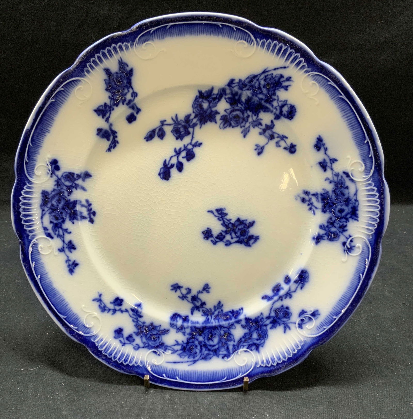 Antique W H Grindley Co Ceramic Flow Blue Plate (1 of 8)