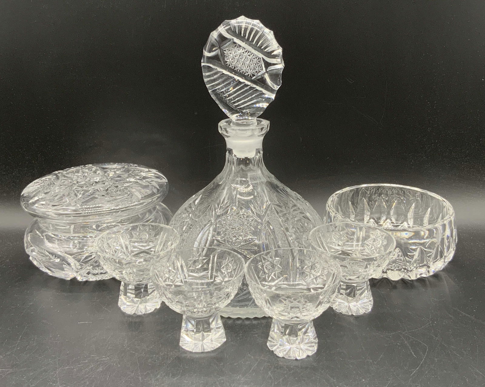 Grp Lot 7 Cut Glass Tableware, Decanter & More (1 of 10)