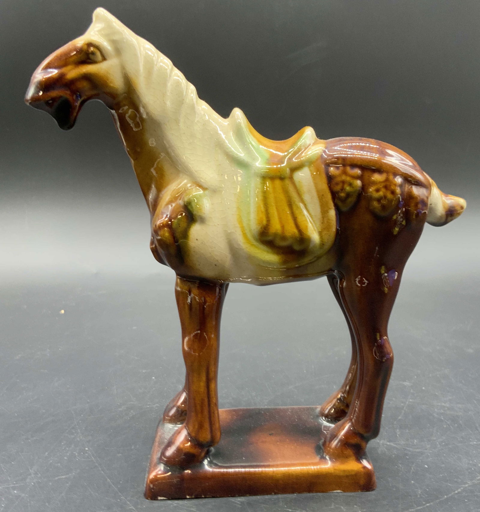 Signed Asian Glazed Ceramic Tang Horse Figural (1 of 11)