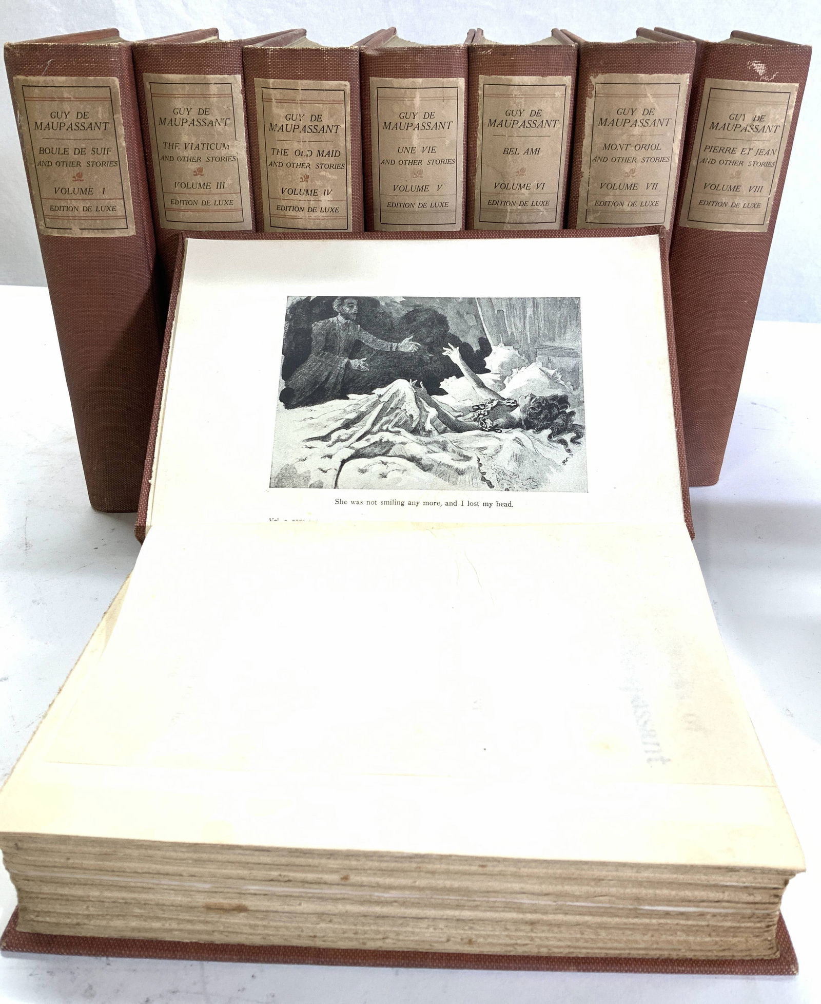 Antique Guy de Maupassant Illustrated Books, Set 8 (1 of 10)