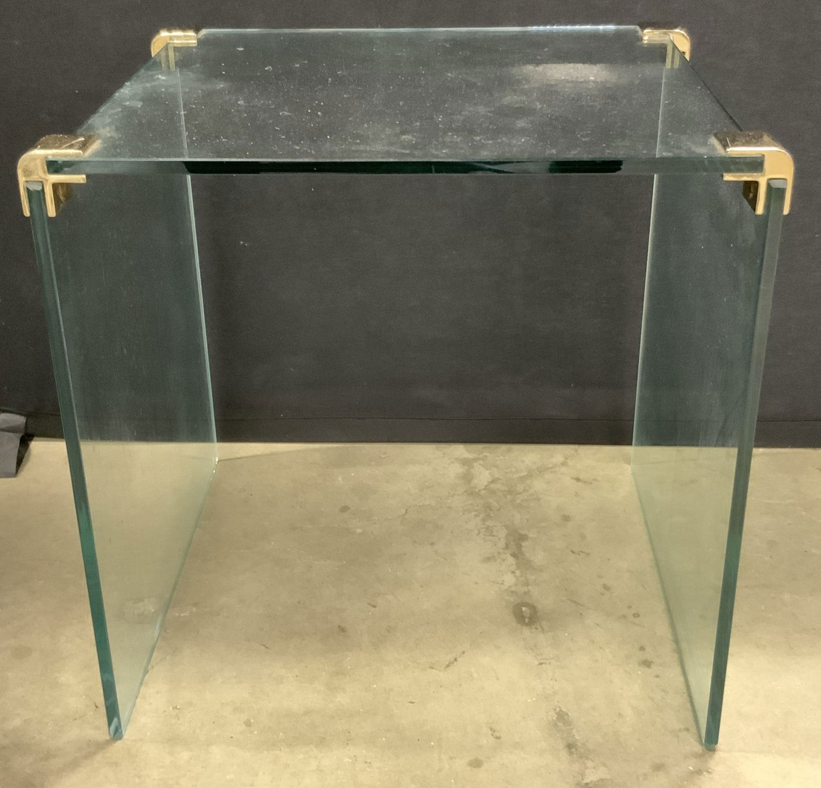Vintage Clear Glass Square Form Side Table (1 of 11)