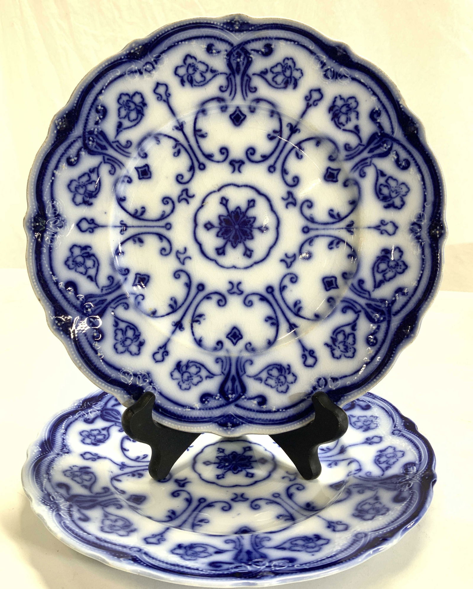 Antique Pair New Wharf Porcelain Flow Blue Plates (1 of 8)