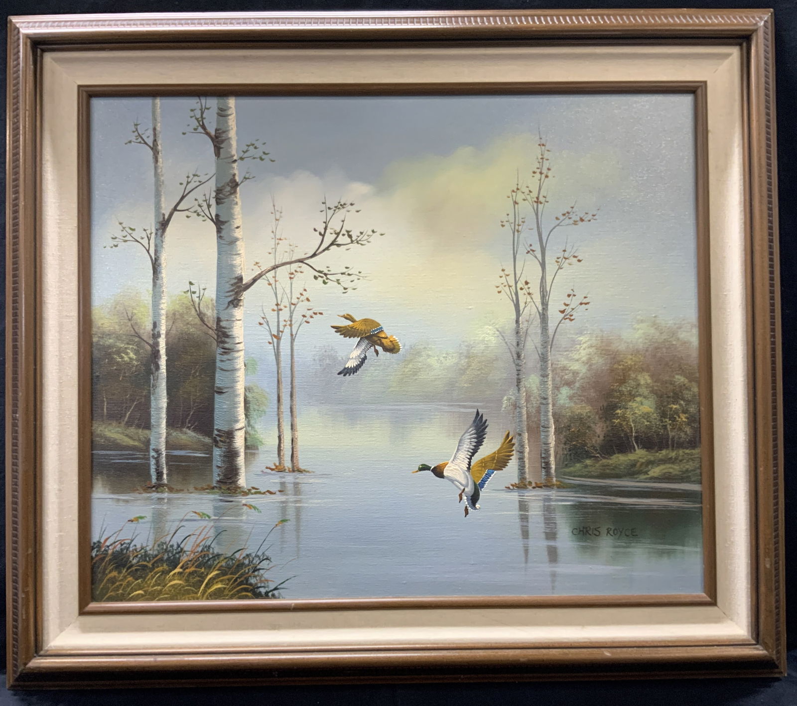 Chris Royce Signed Ducks In Flight Oil Painting (1 of 10)