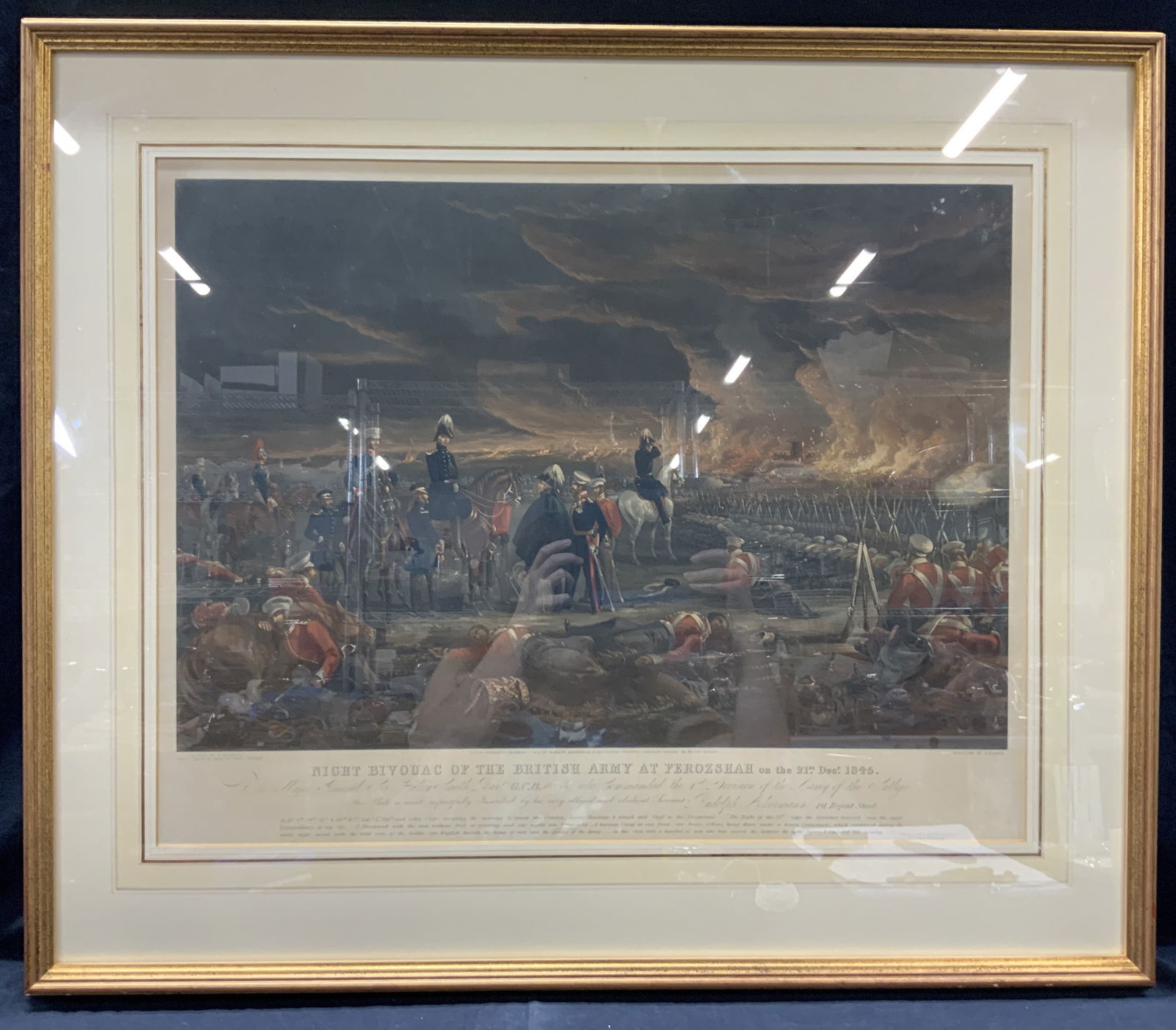 Framed & Hand Painted Antique Military Etching (1 of 12)