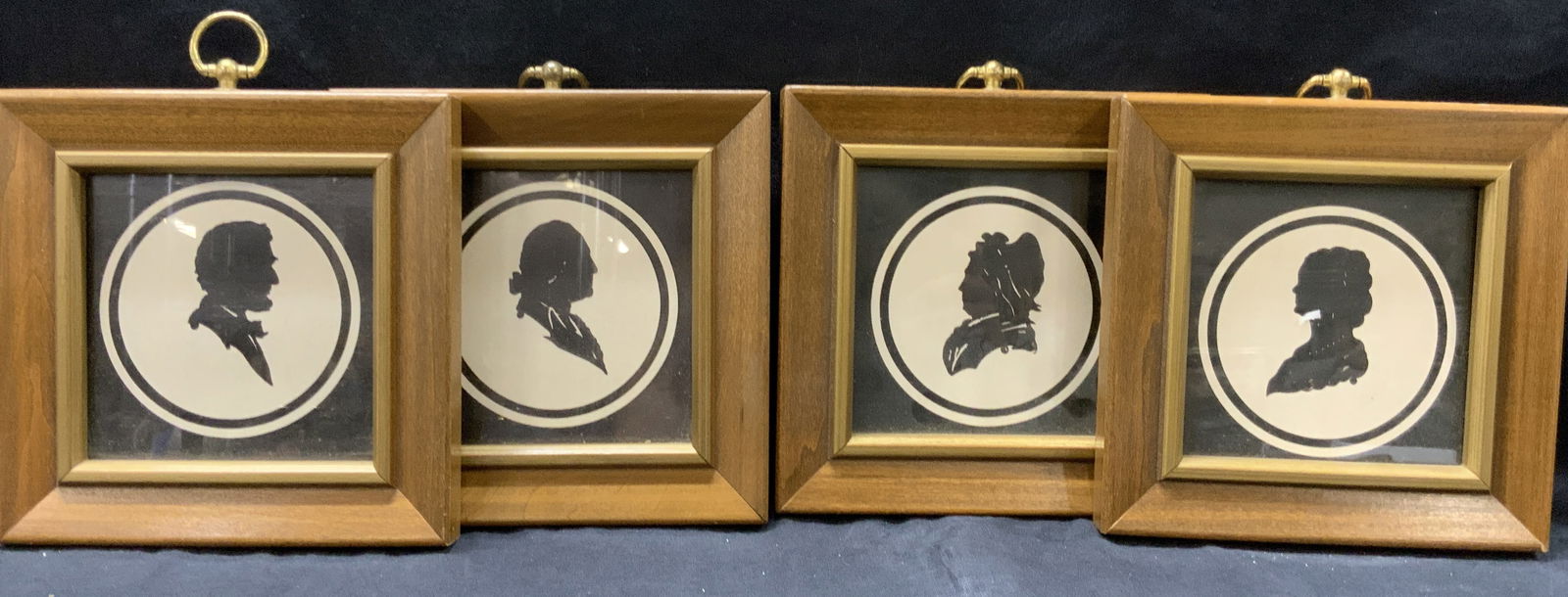 2 Prs Silk Screen Silhouettes Washington & Lincoln (1 of 7)