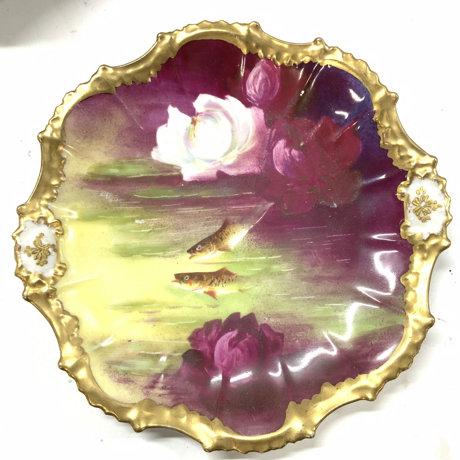 Limoges France L.R.L. Gilt Plate w Salmon (1 of 6)