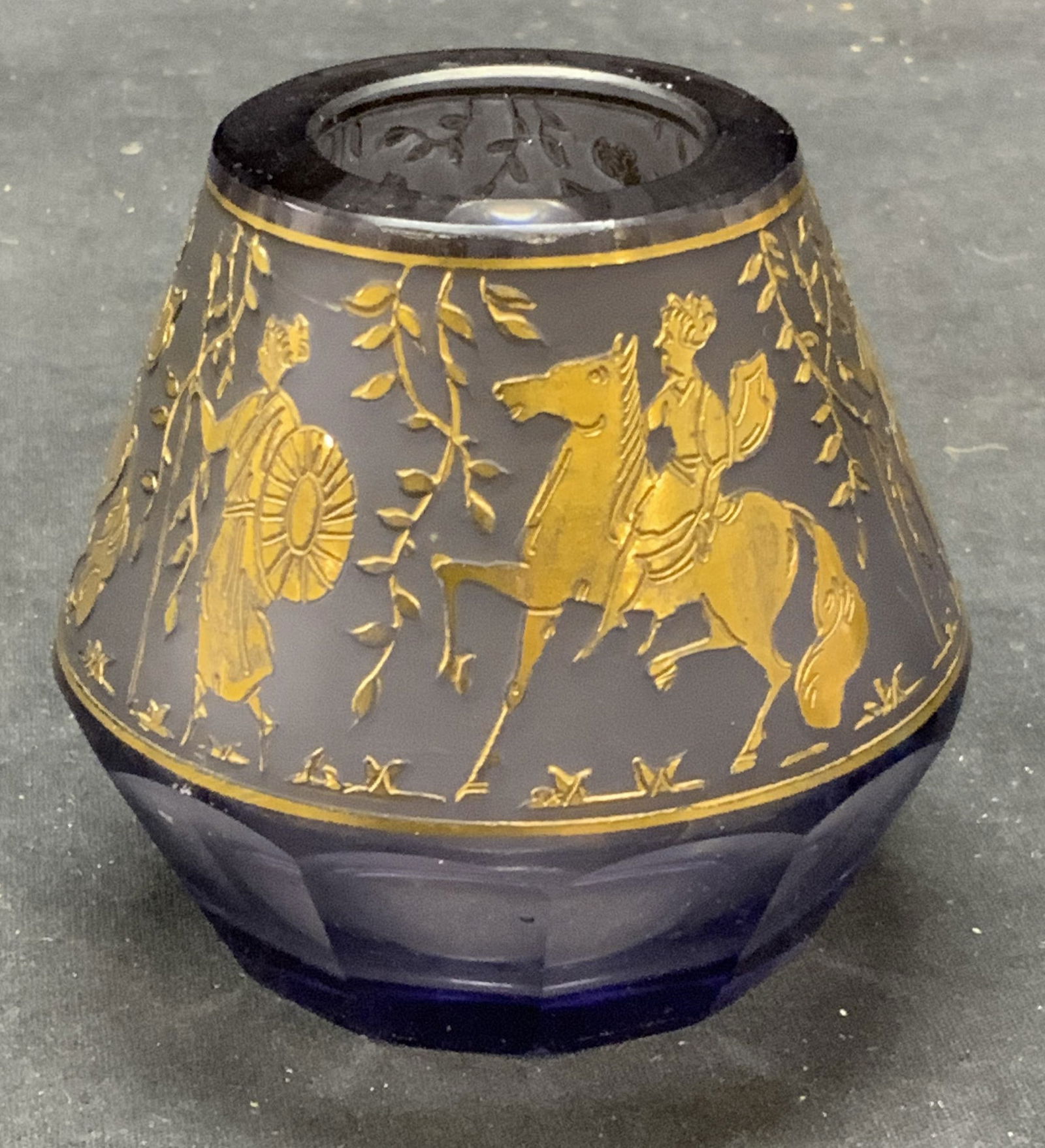 Gilt Purple Crystal Grecian Figural Vase (1 of 6)