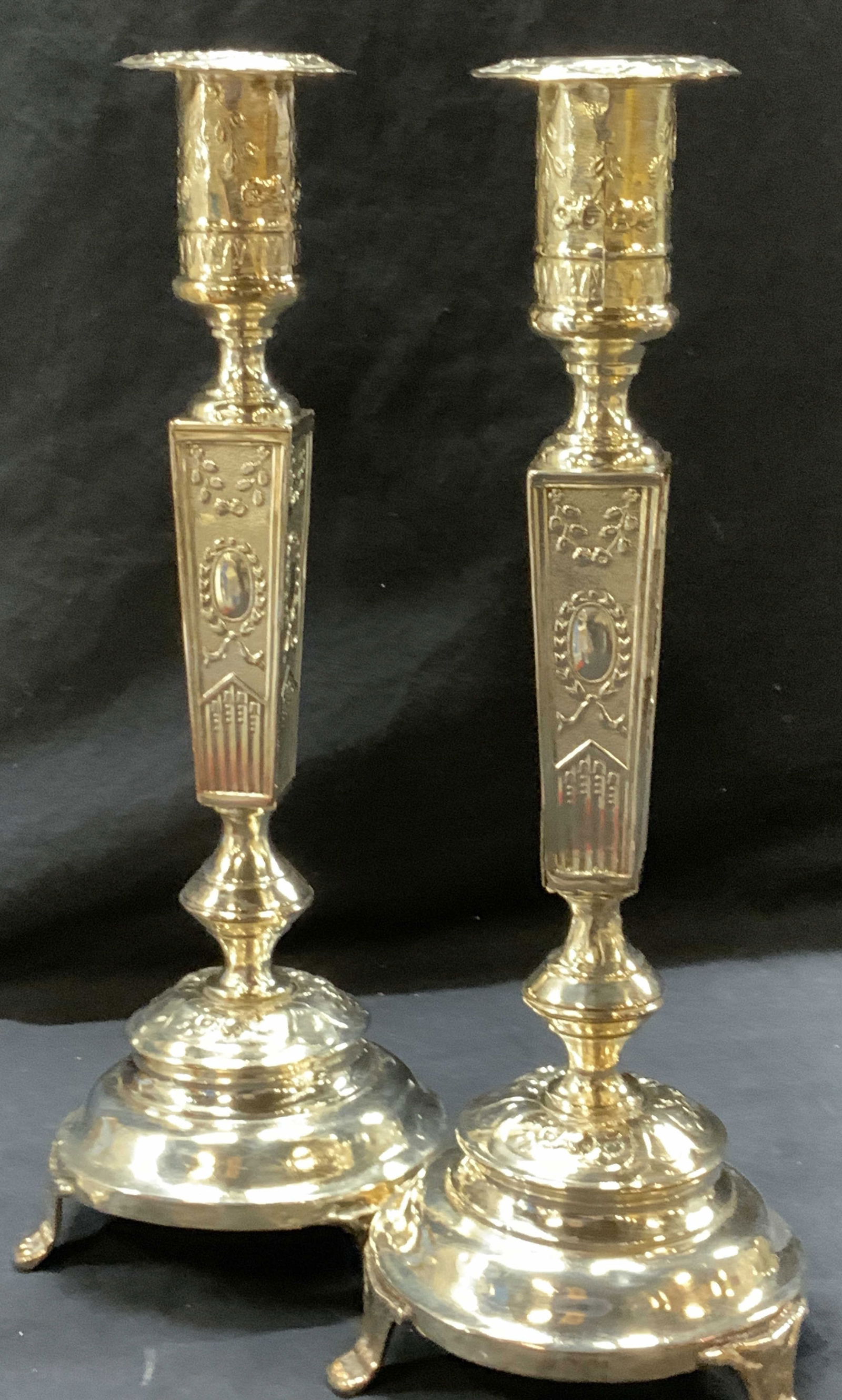 Pair Embossed Metal Candlesticks (1 of 6)