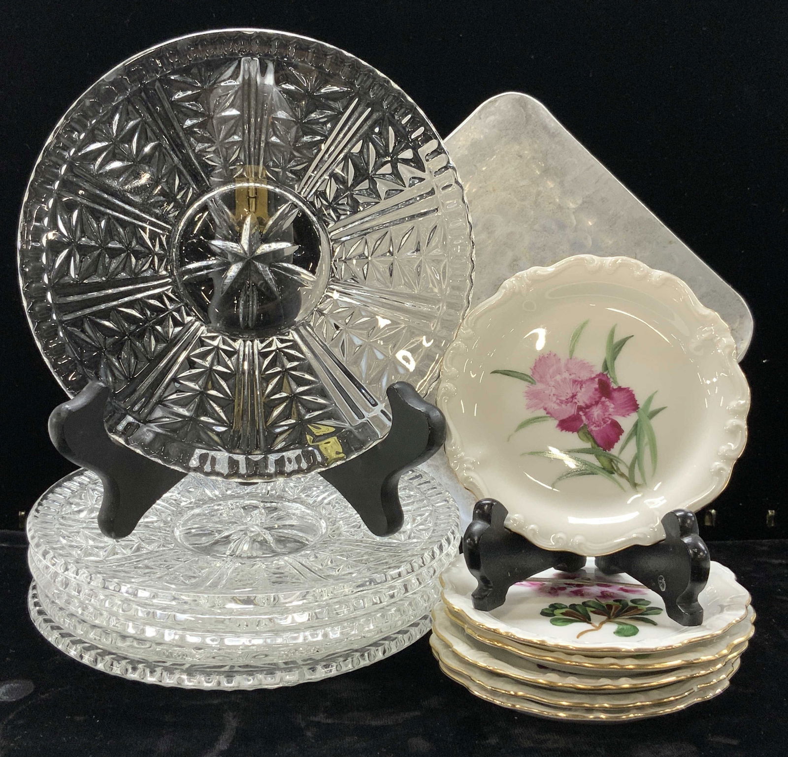 6 Rosenthal Porcel Tea Bag Holders, 6 Glass Plates (1 of 8)