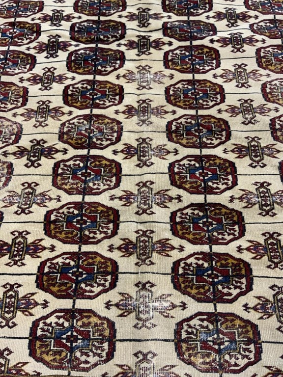 Vintage Persian Red & White Bokhara Pattern Rug (1 of 11)