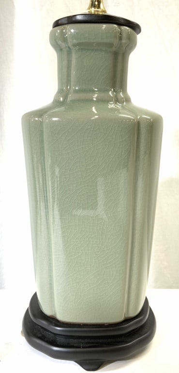 Vintage Asian Celadon Porcelain Table Lamp (1 of 6)
