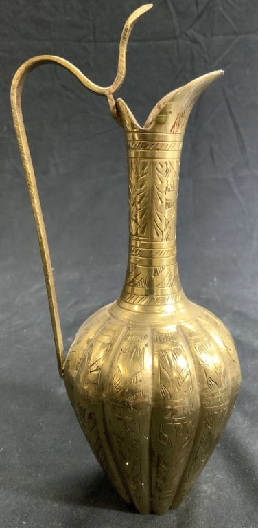 Vintage Etched Brass Ewer Pitcher Vessel (1 of 6)
