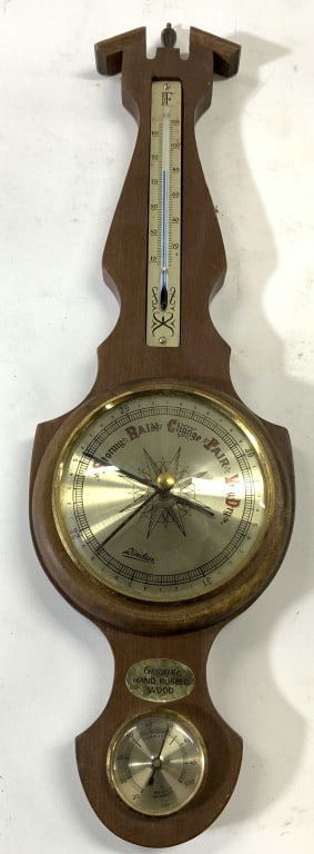 LINDEN Vintage Wooden Wall Hanging Barometer (1 of 6)