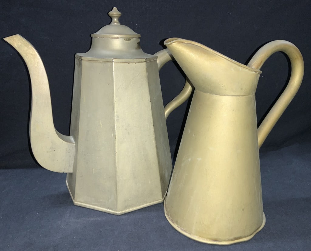 2 Vintage Brass Coffee Pot & Pitcher (1 of 9)