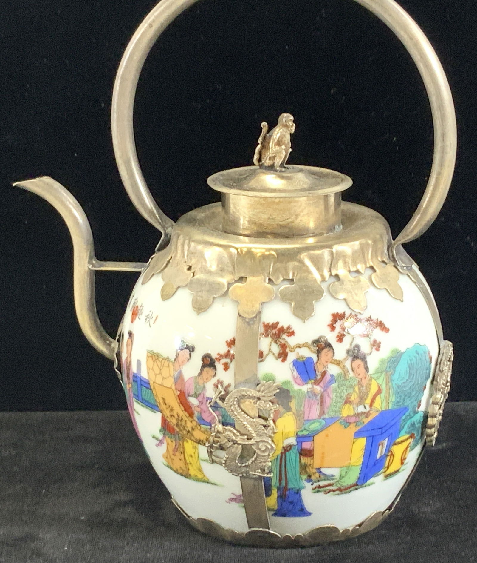 Hand Painted Porcelain Asian Teapot, Sgn (1 of 7)