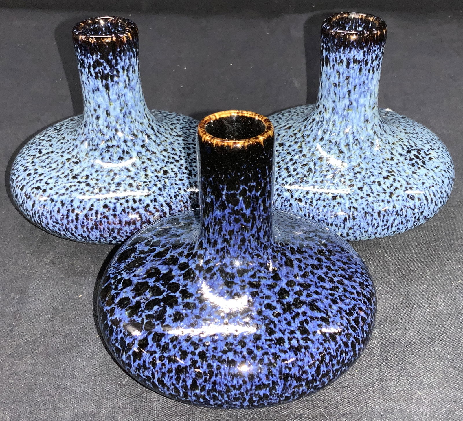 3 Ceramic Blue Speckled Vessels (1 of 6)
