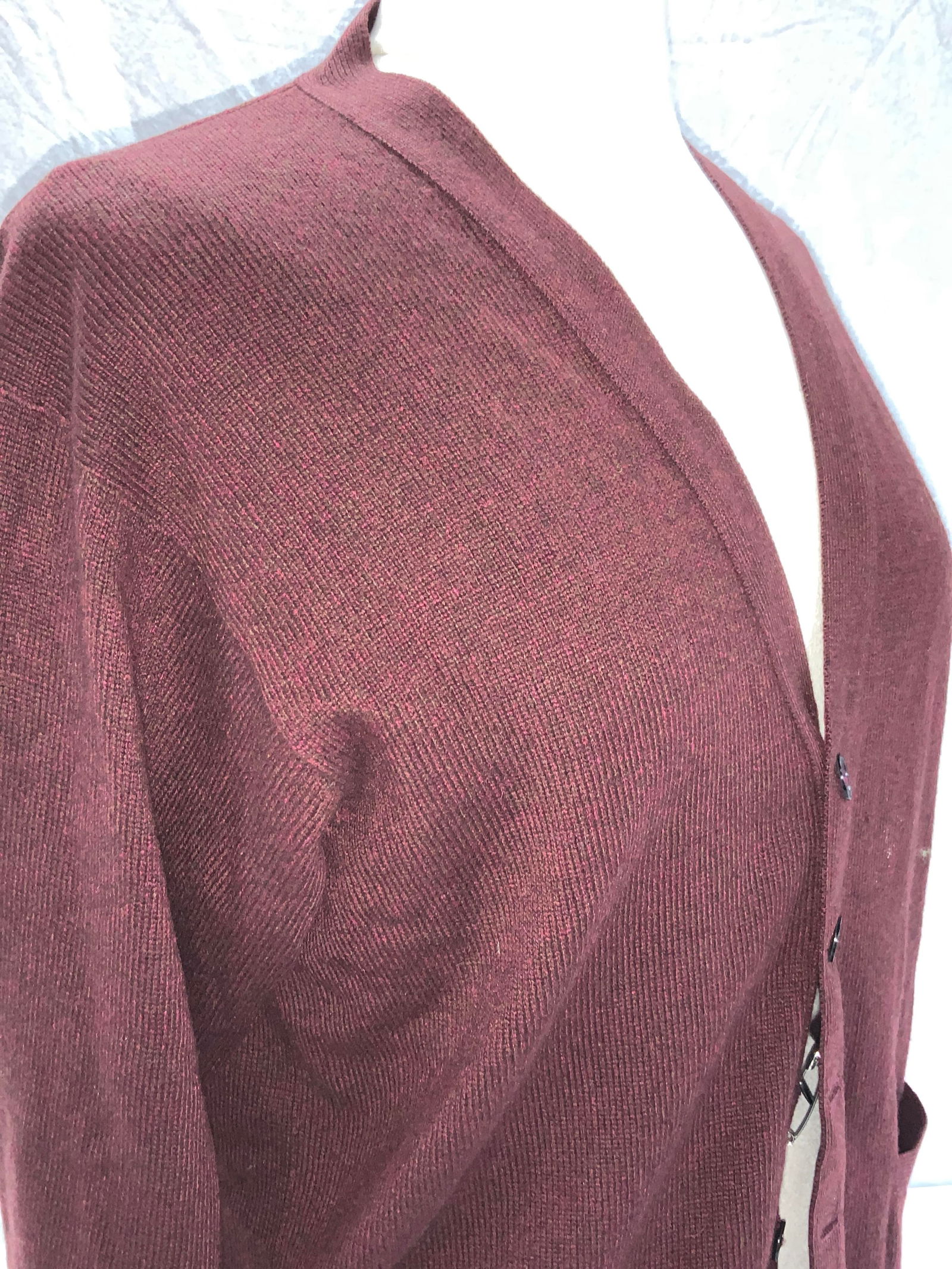 B. ALTMAN CASHMERE CARDIGAN, SCOTLAND: Pure cashmere button down cardigan , 1 button needs attachment. Wine color cashmere with original label B. Altman. original: Scotland. Size Med. Luxury knit wear, vintage wear, Luxury vintage B. Altma