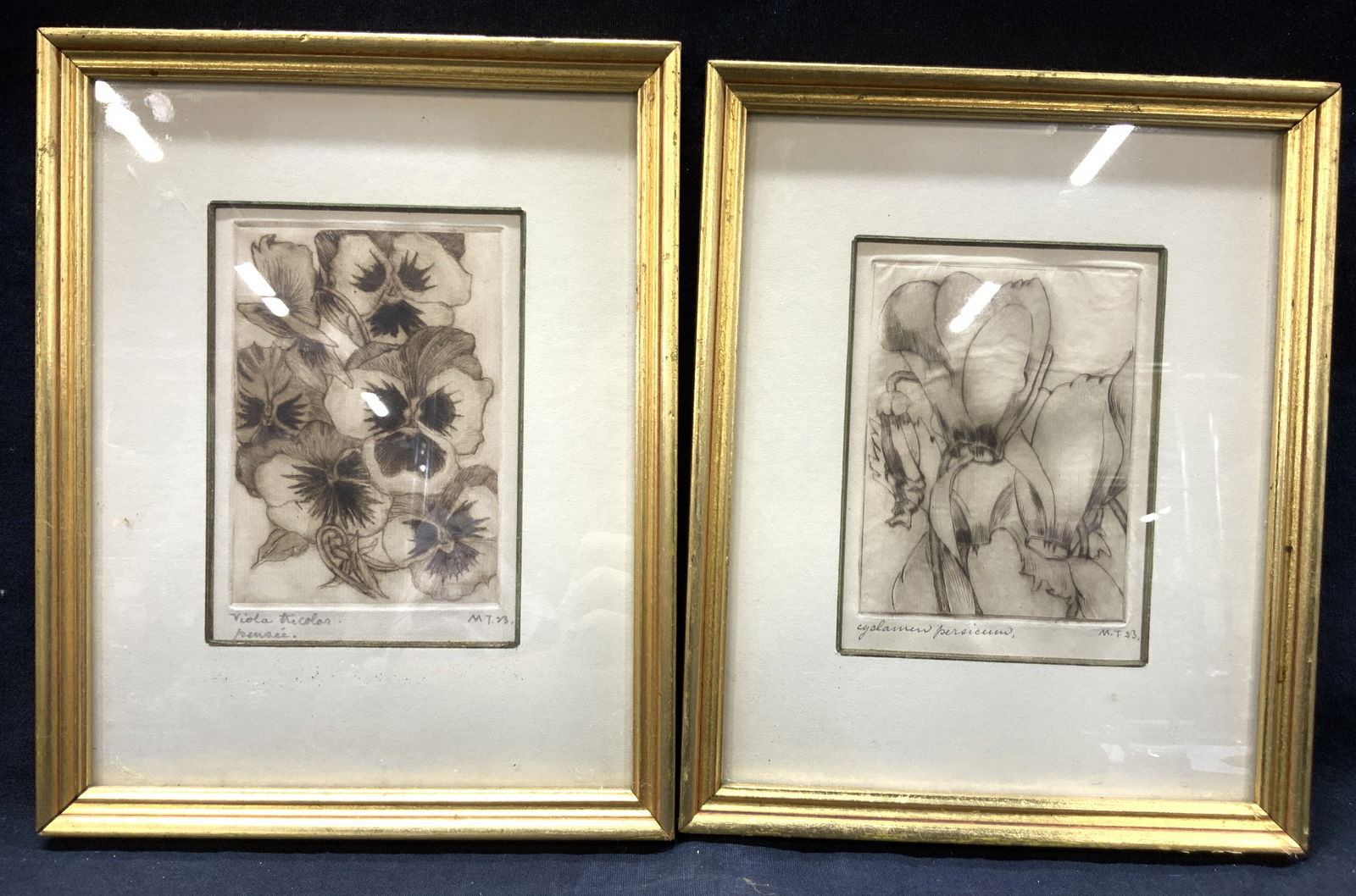 2 M.T. 23 Signed Flower Plate Etchings (1 of 10)