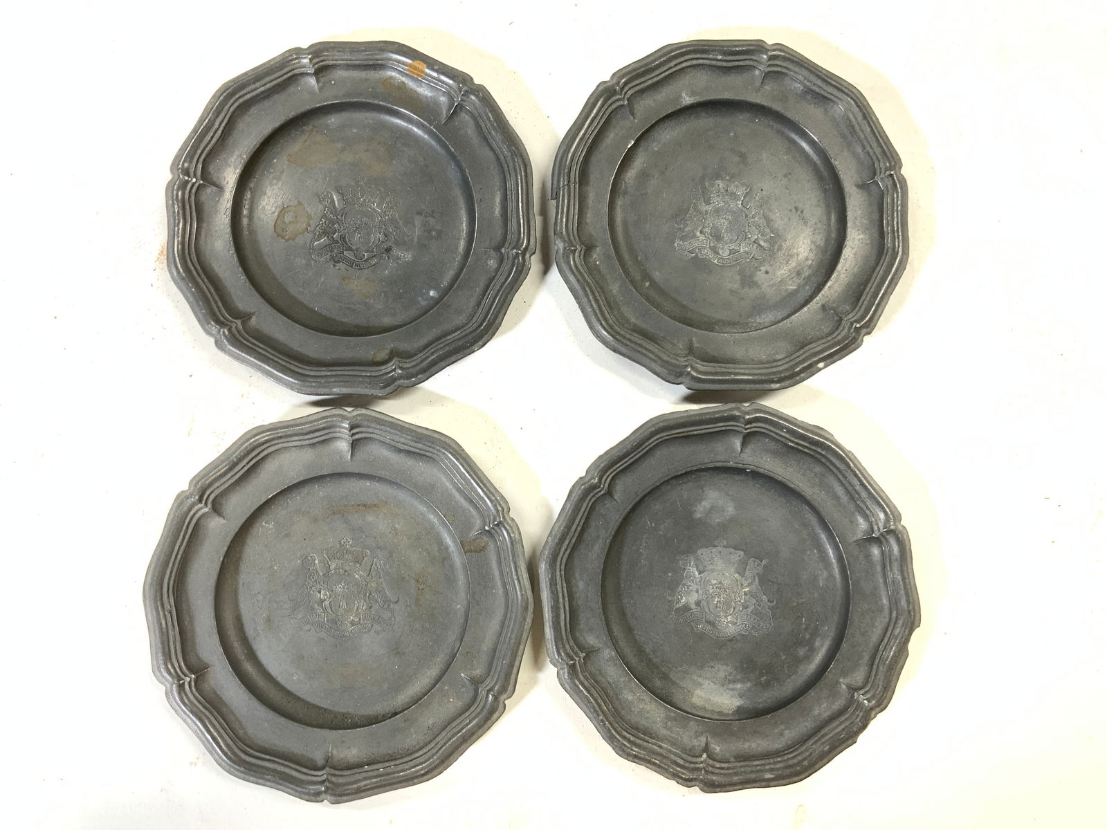 F Set Vntg 4 Pewter Coasters Plates (1 of 6)