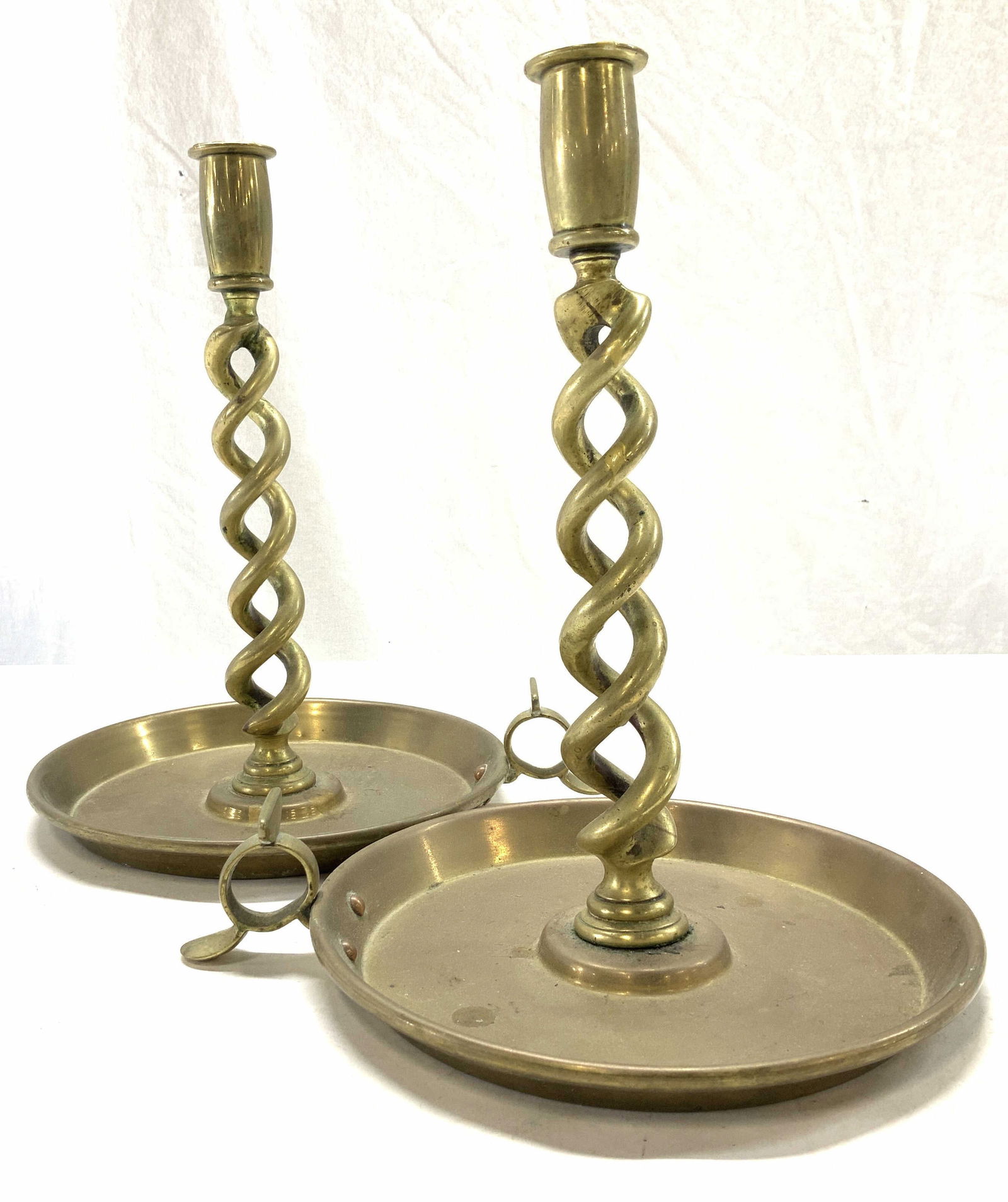 Oversized Antique Brass Chamber Candlesticks, 2 (1 of 8)