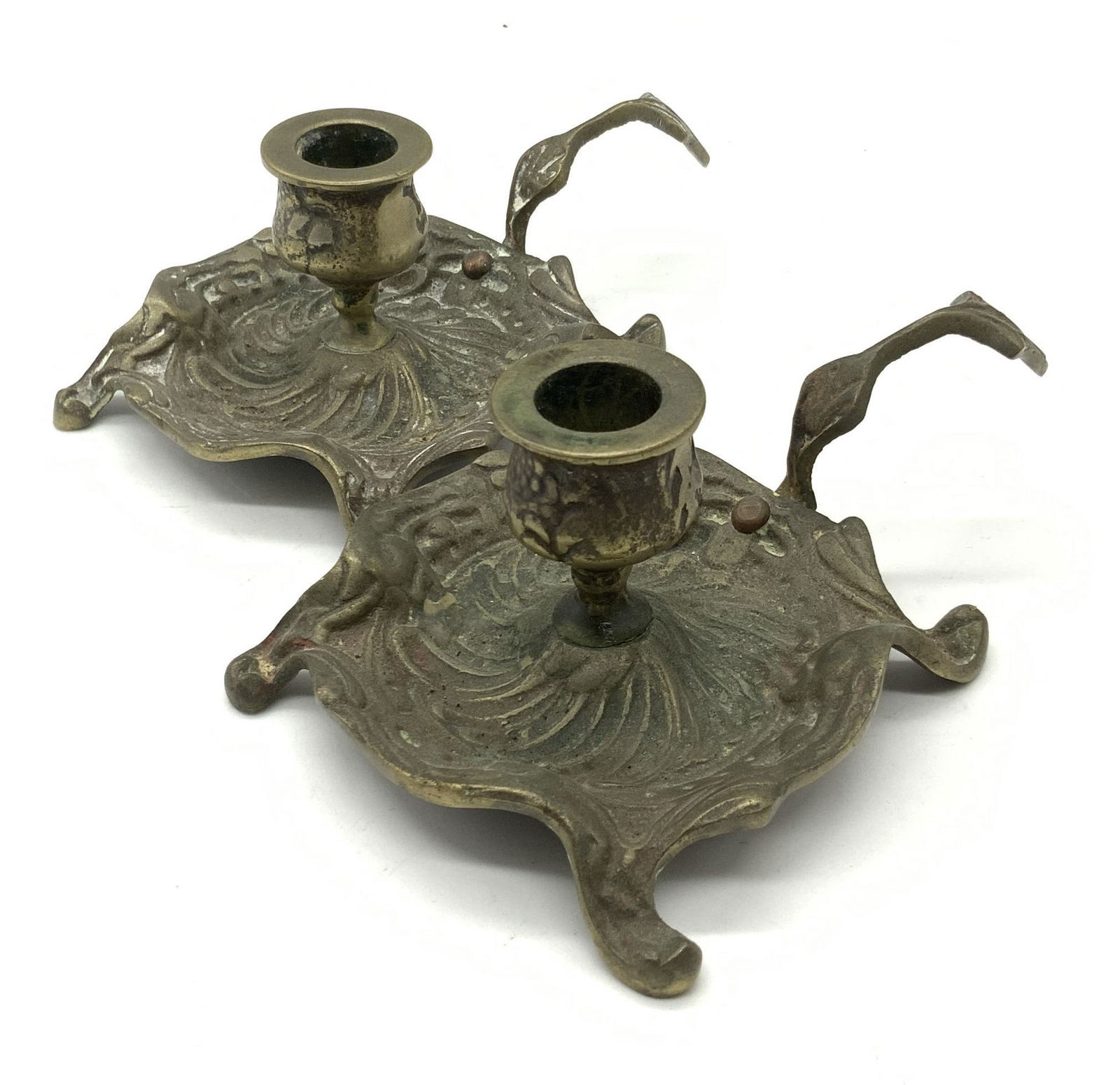 Pair Antique Victorian Brass Candlesticks (1 of 16)