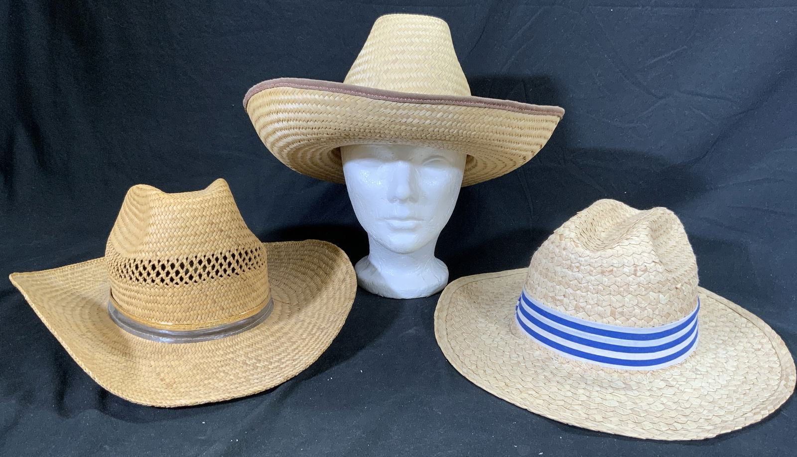 Lot 3 Trademarked Woven Straw Sombrero Hats (1 of 6)