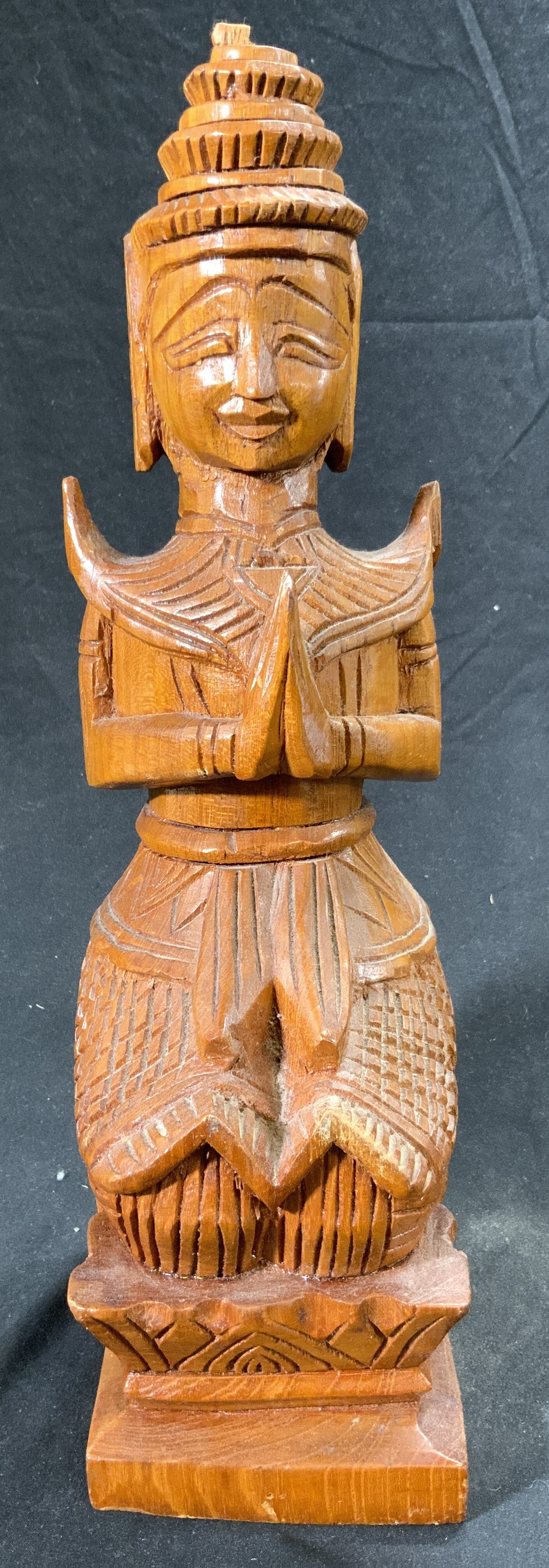 Vtg Kneeling Thai Buddhist Theppanom Wood Sculpt (1 of 8)