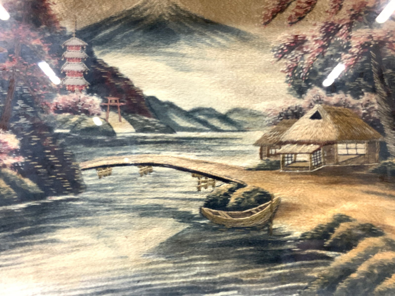 Framed Vintage Asian Landscape Embroidery Art (1 of 9)