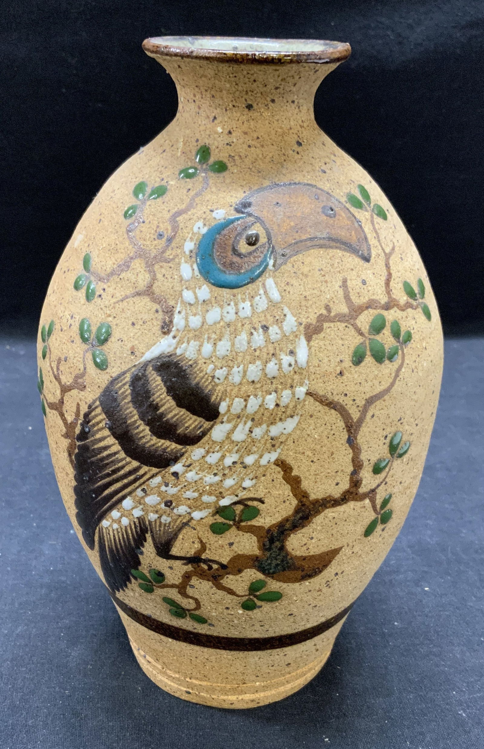 Hand Painted Art Pottery Bird Vase, Mexico (1 of 6)