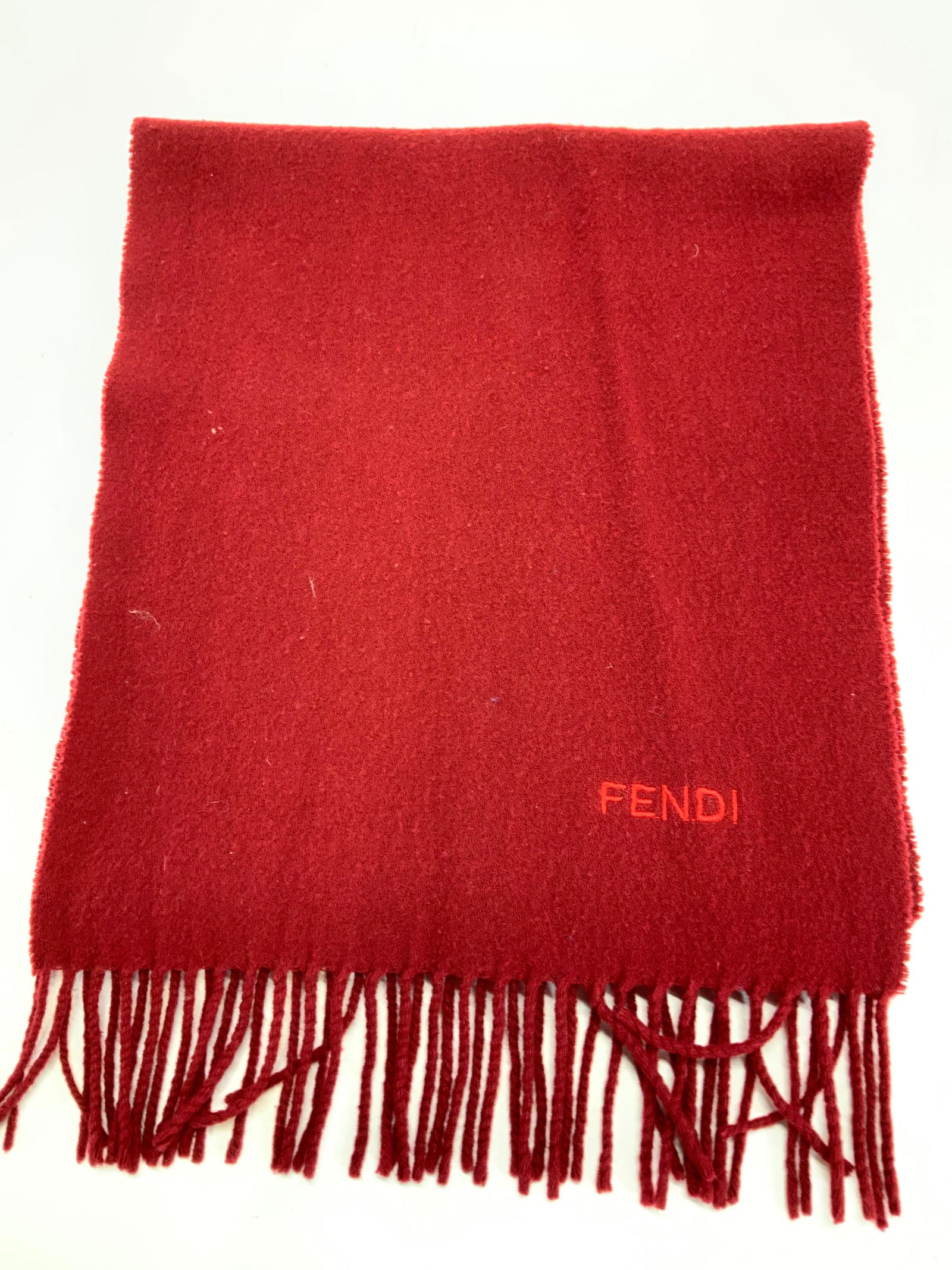 Signed FENDI Burgundy Wool Scarf, Italy (1 of 6)