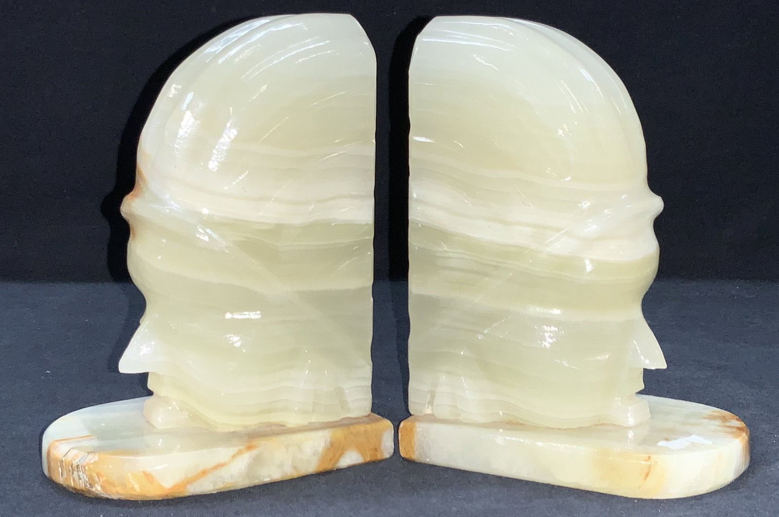 Pr Carves Marble Native American Head Book Ends (1 of 6)