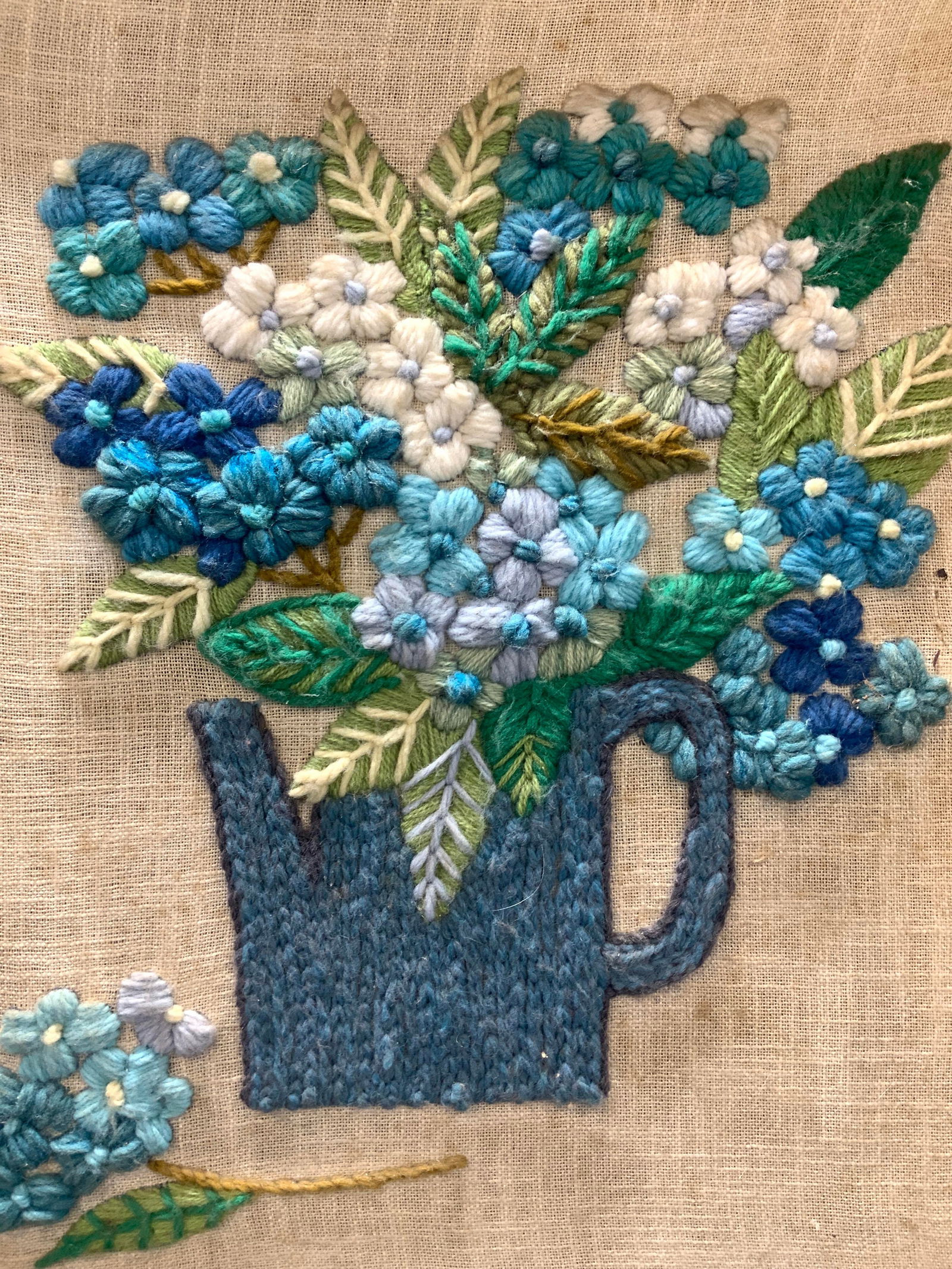 Framed Crewel Floral Textile Art (1 of 8)