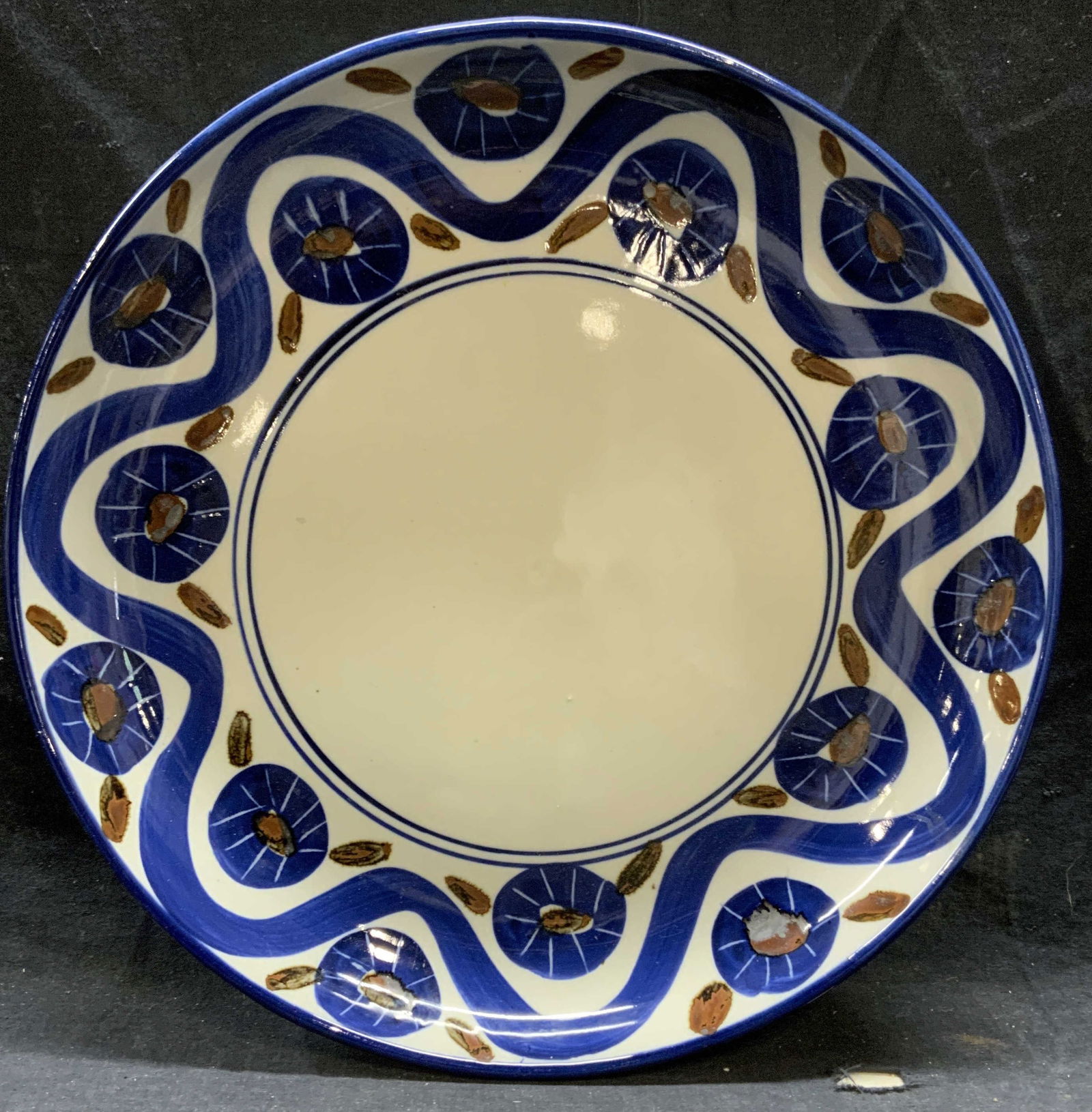 DANSK Blue Ceramic Centerpiece Bowl, Japan (1 of 6)