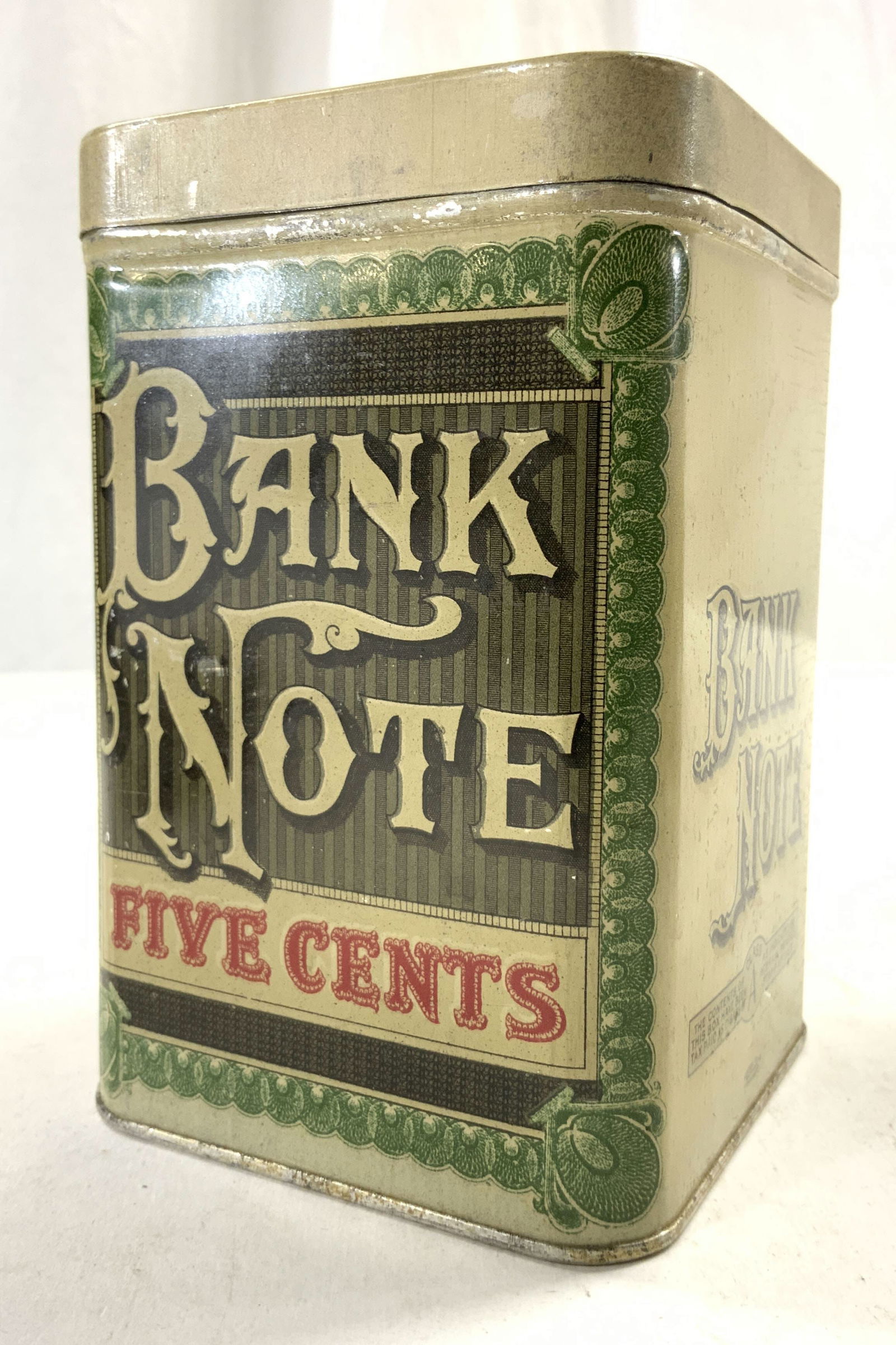 BANK NOTE Vntg Cigar Tin W Lid (1 of 6)