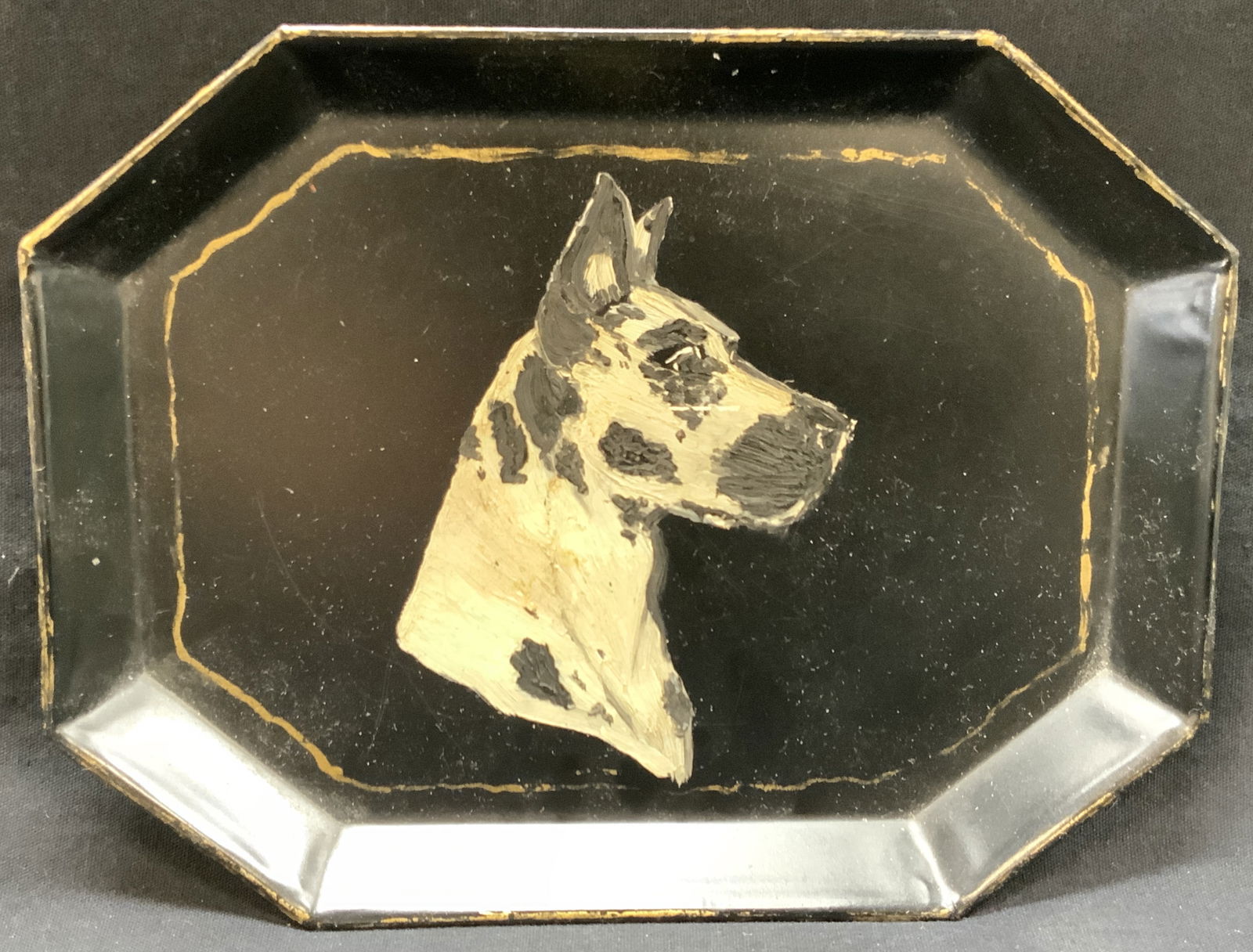 Vintage Hand Painted Great Dane Toleware Tray (1 of 9)