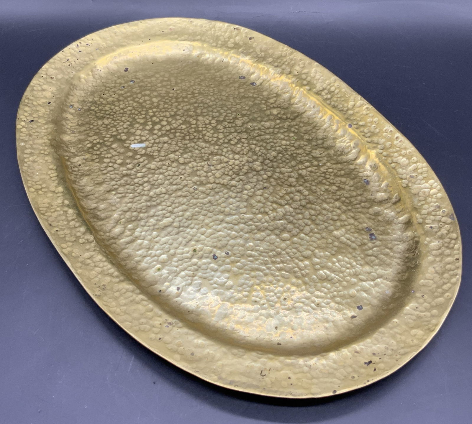 Vintage Hammered Brass Oval Tray (1 of 10)