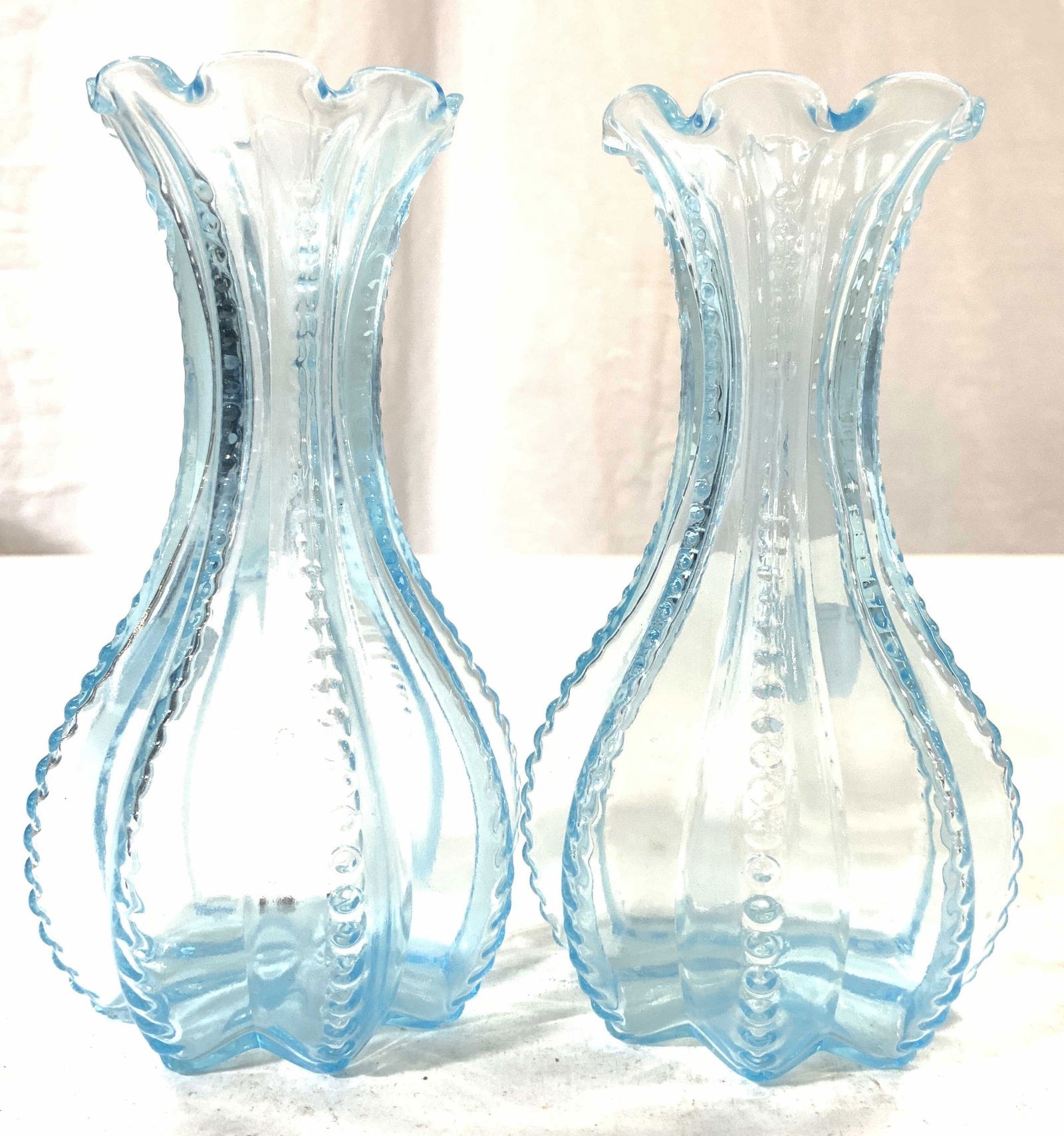 Pr Imperial Glass Beaded Bud Vases Vessels (1 of 6)