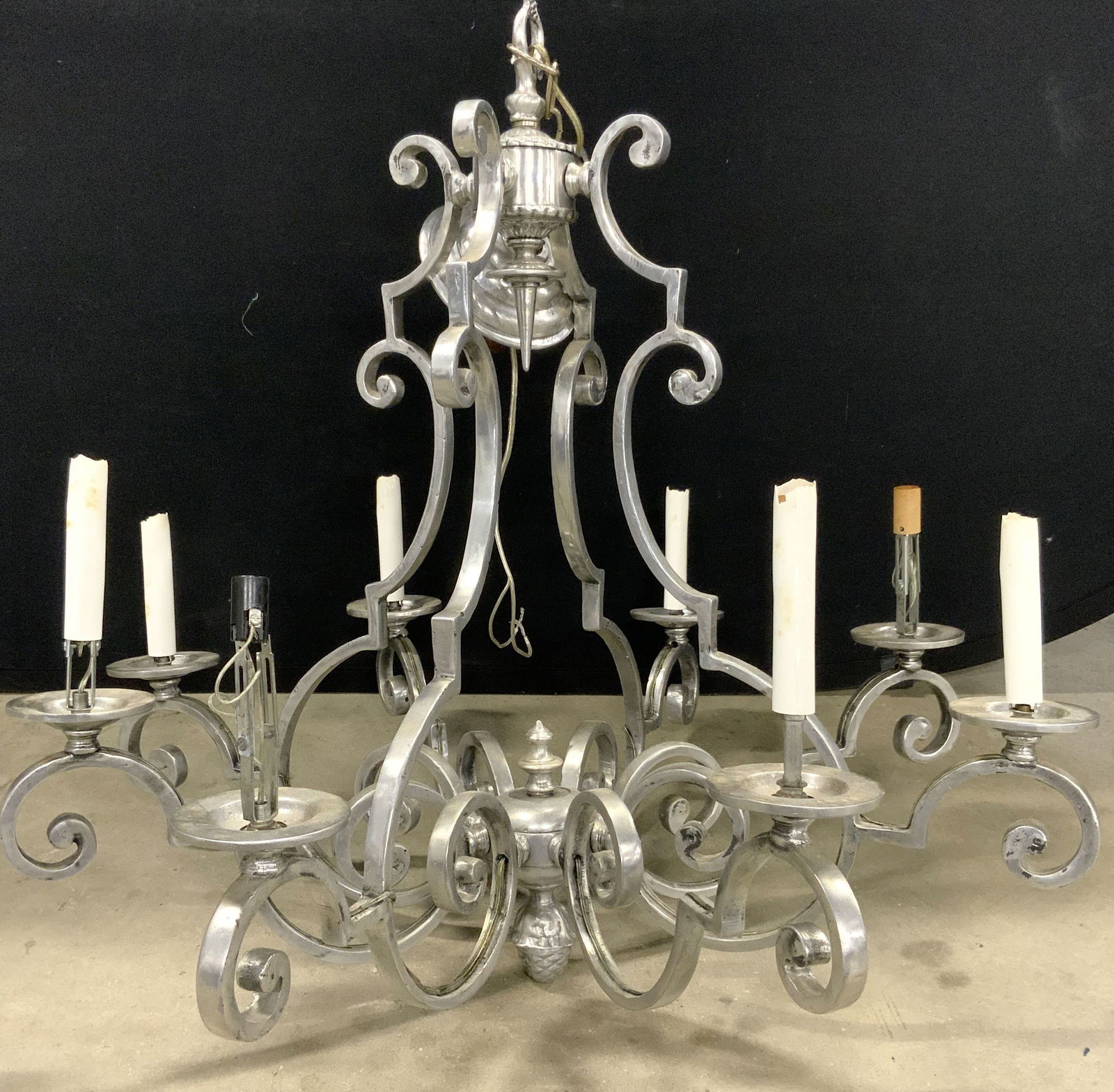 Vintage 8 Arm Candle Style Metal Chandelier (1 of 7)