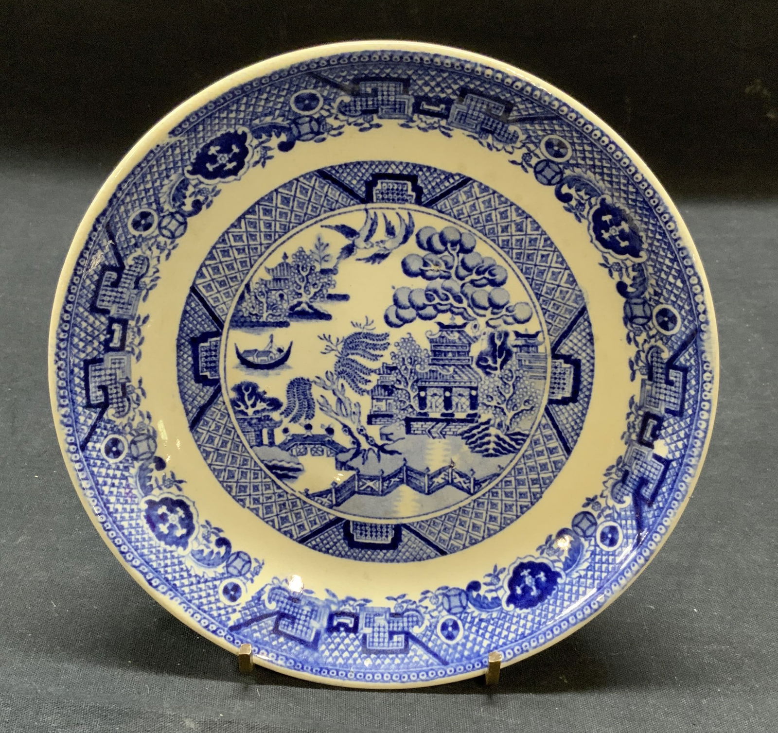 Antique B & L Stoneware Blue Willow Plate (1 of 7)
