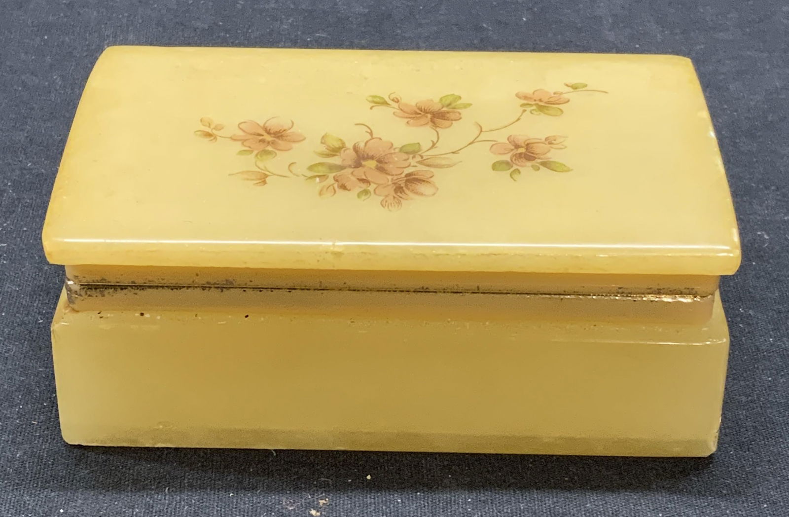 Hand Carved Floral Alabaster Trinket Box, Italy (1 of 7)