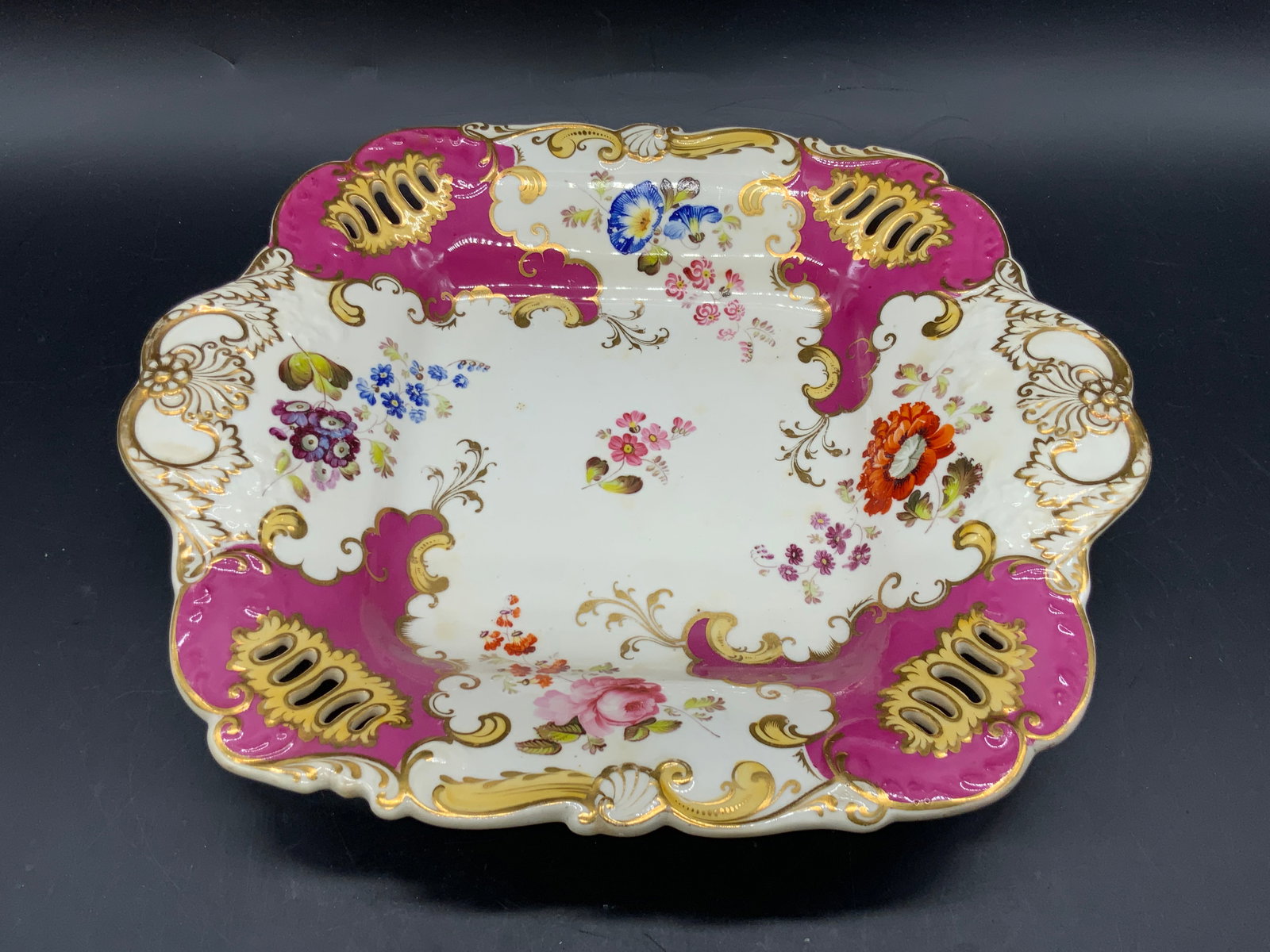 Vntg Hand Paint Floral Gilt Porcelain Serving Dish (1 of 14)