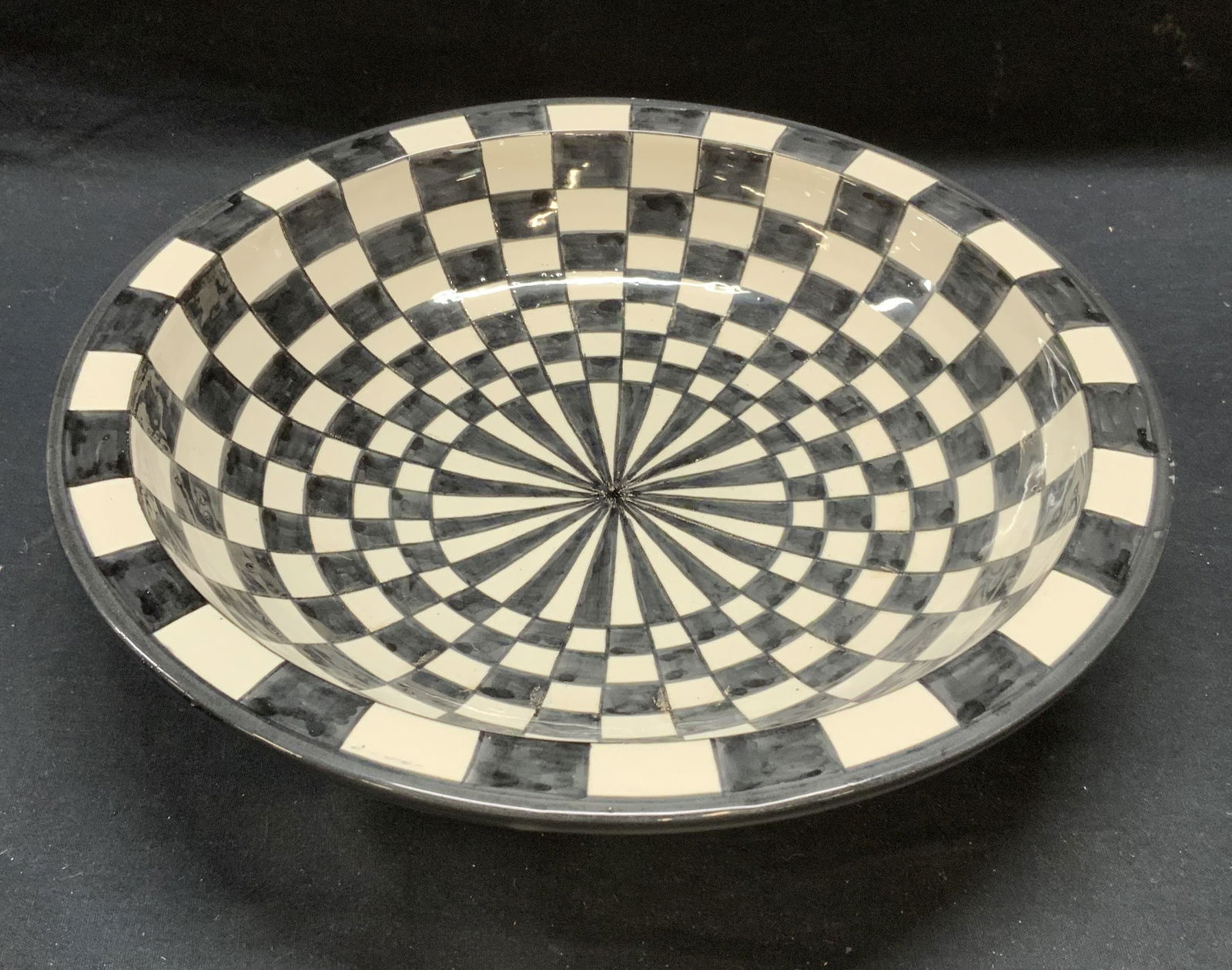 Signed Art Pottery Checkered Bowl (1 of 6)