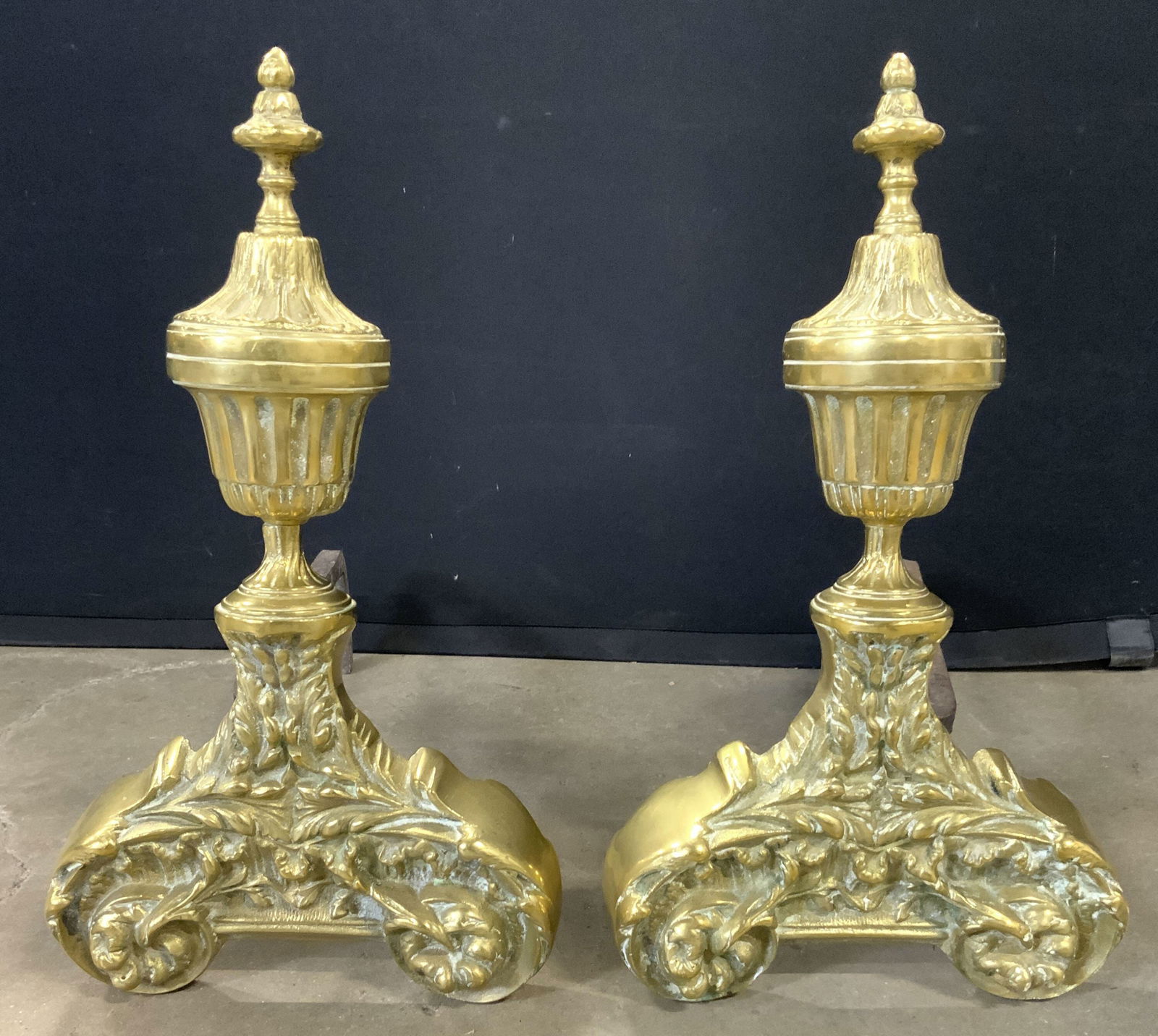 Pair Vintage Brass Fireplace Andirons (1 of 8)
