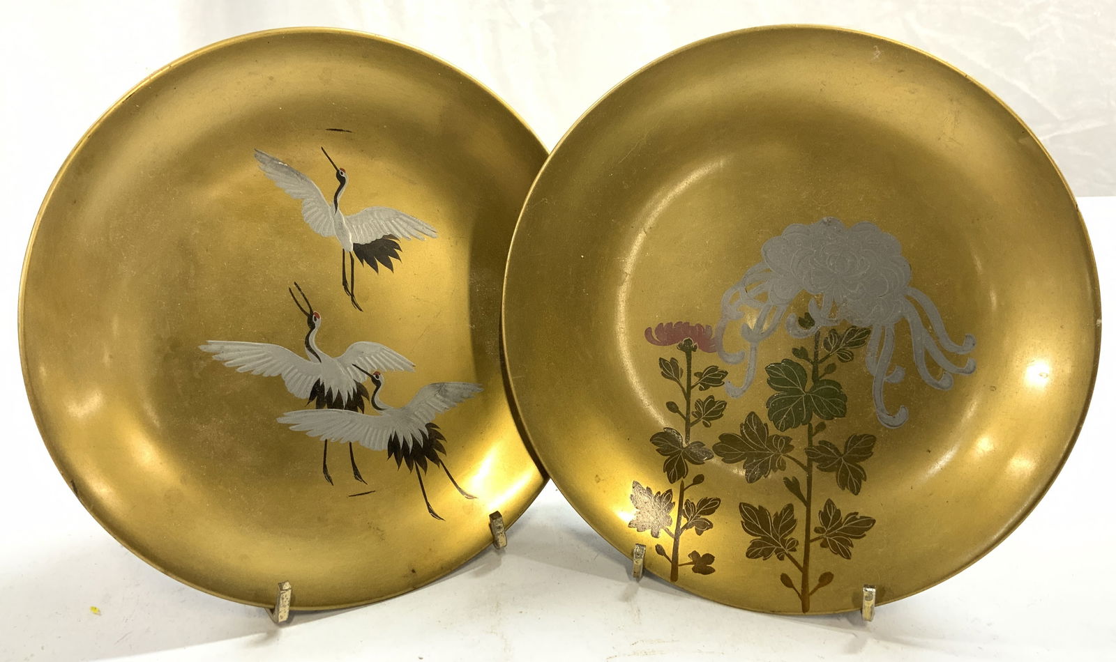Lot 2 Hand Painted Lacquered Asian Plates (1 of 6)