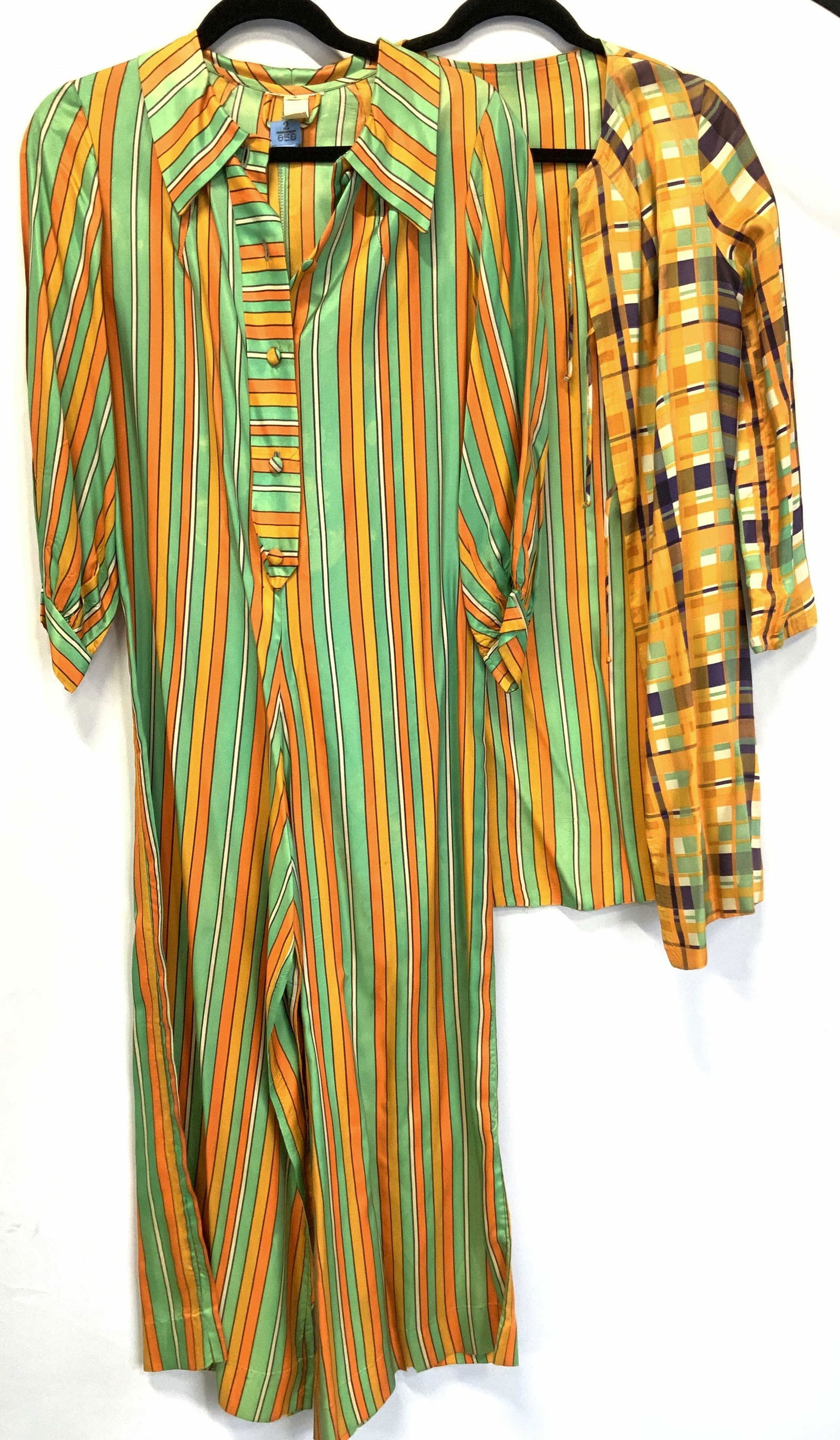 VNTG ILGWU Striped Jumpsuit W Reversible Blouse (1 of 9)